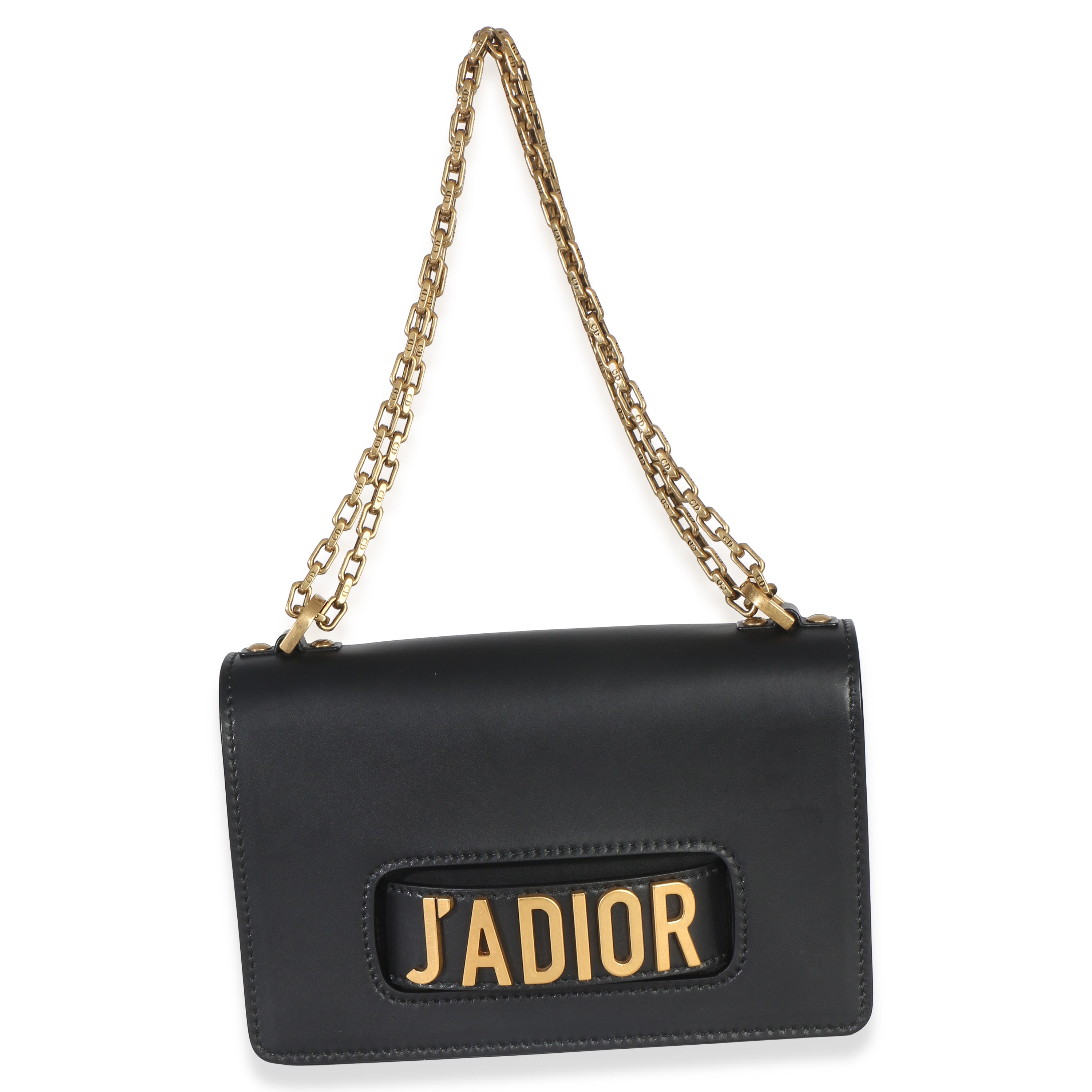 Black Smooth Calfskin JAdior Chain Flap Bag