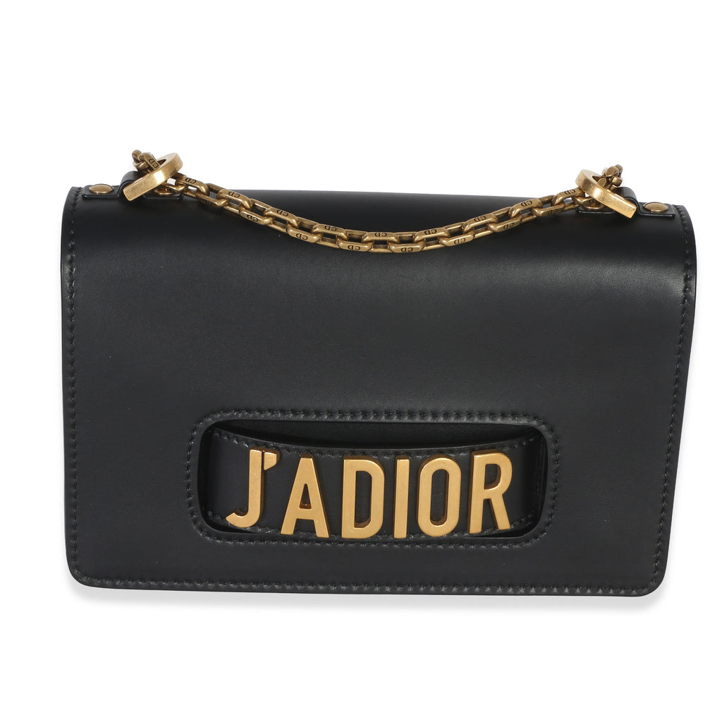 Black Smooth Calfskin JAdior Chain Flap Bag