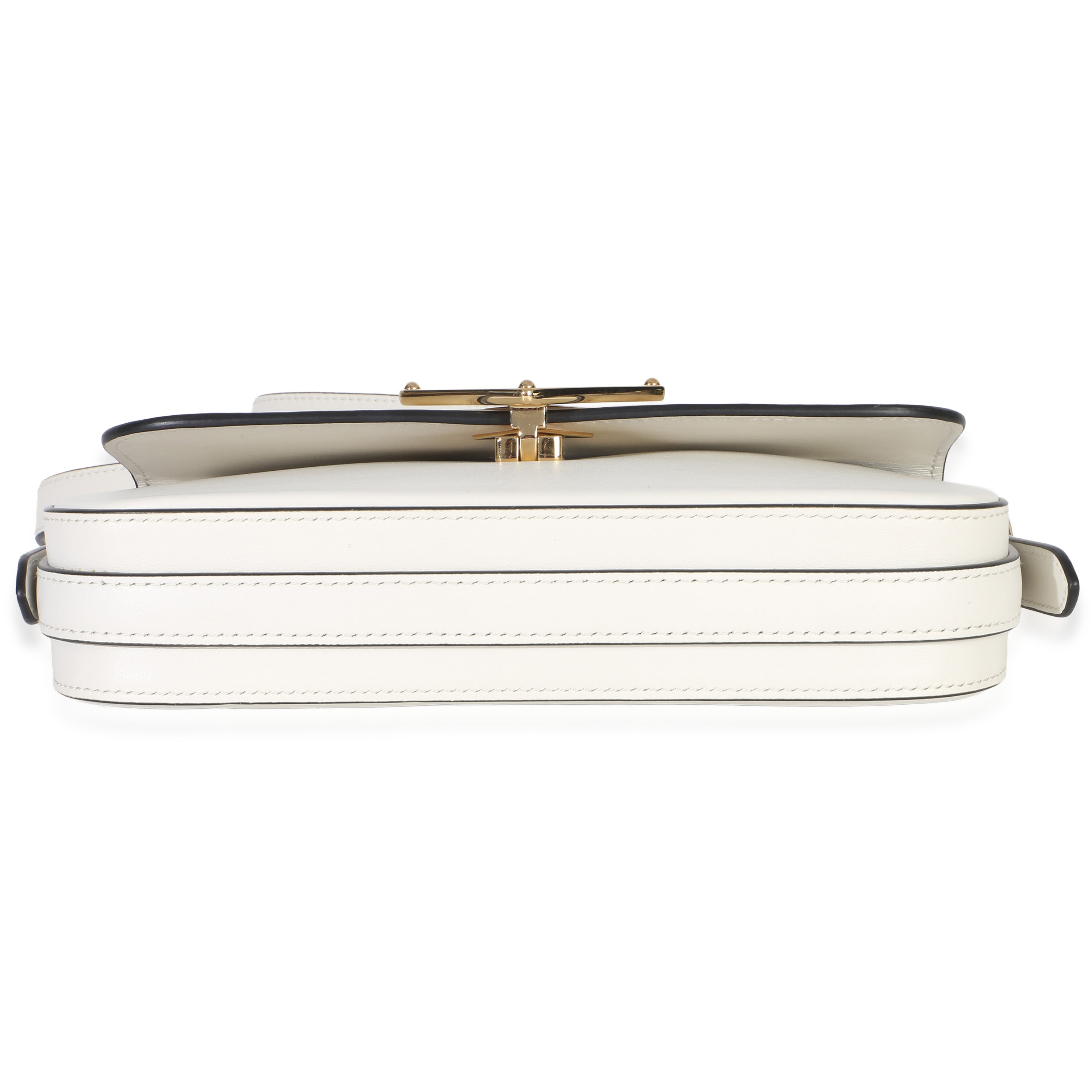 White Smooth Calfskin Triangle Logo Flap Bag