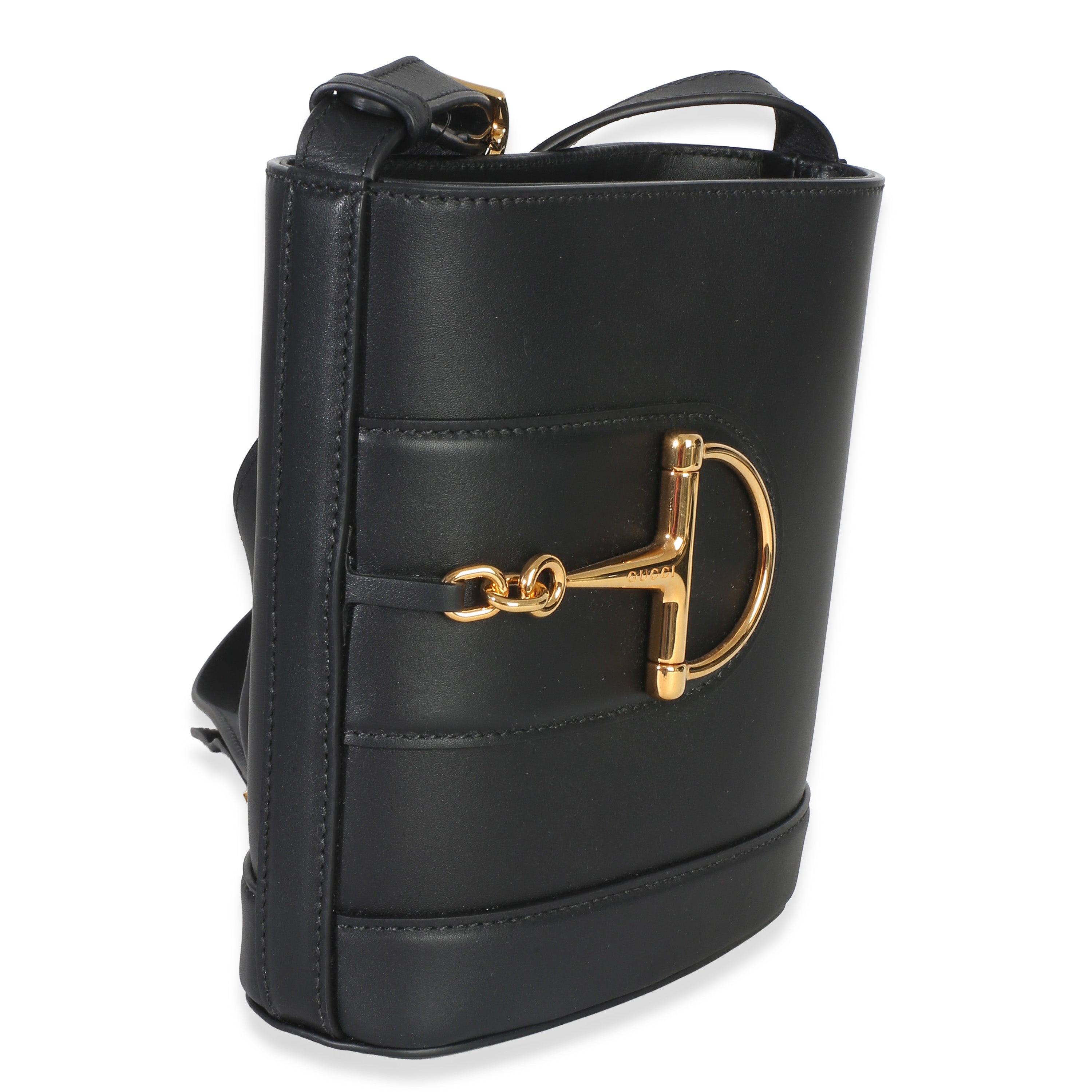 Black Smooth Calfskin Hasler Horsebit 73 Small Bucket Bag