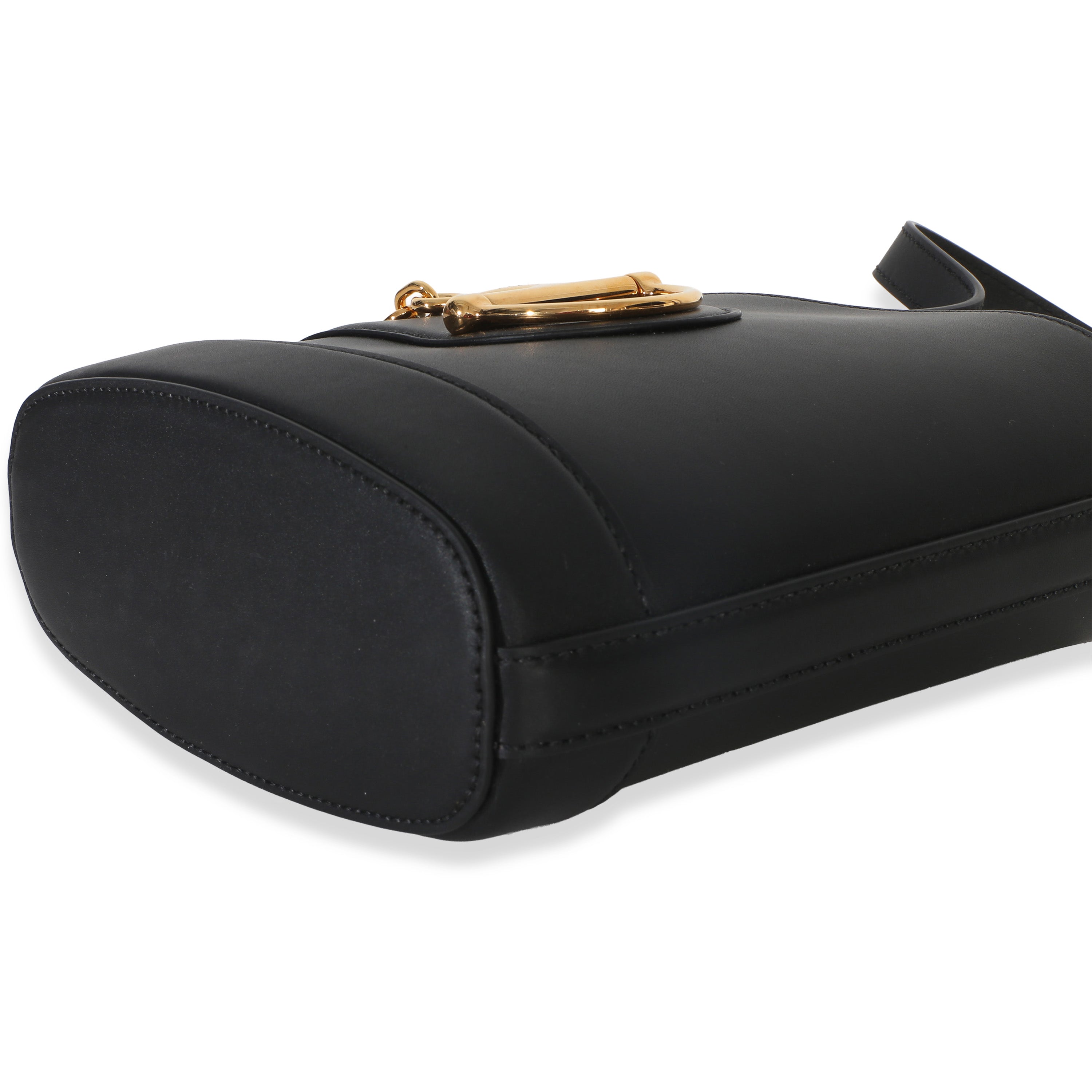 Black Smooth Calfskin Hasler Horsebit 73 Small Bucket Bag