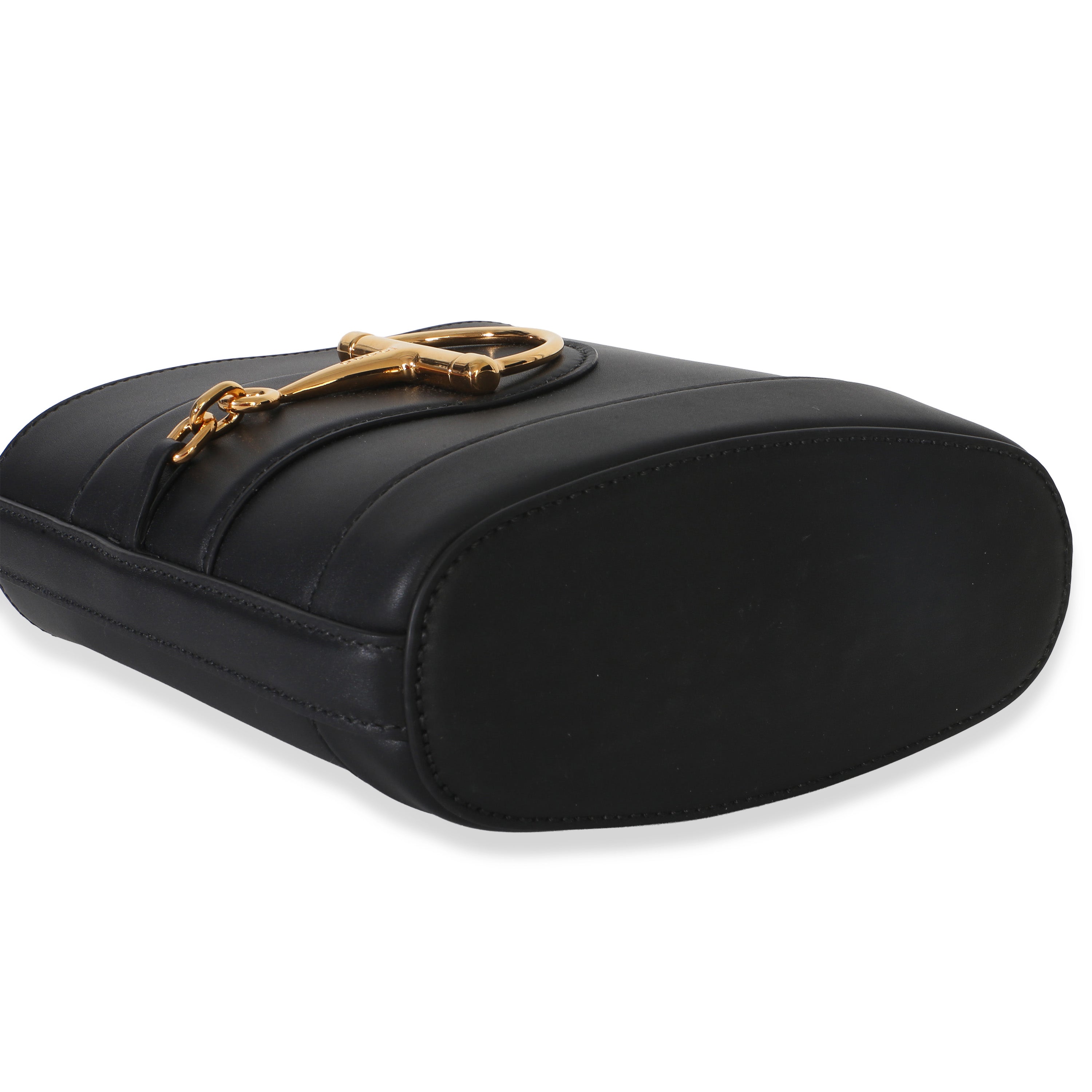 Black Smooth Calfskin Hasler Horsebit 73 Small Bucket Bag