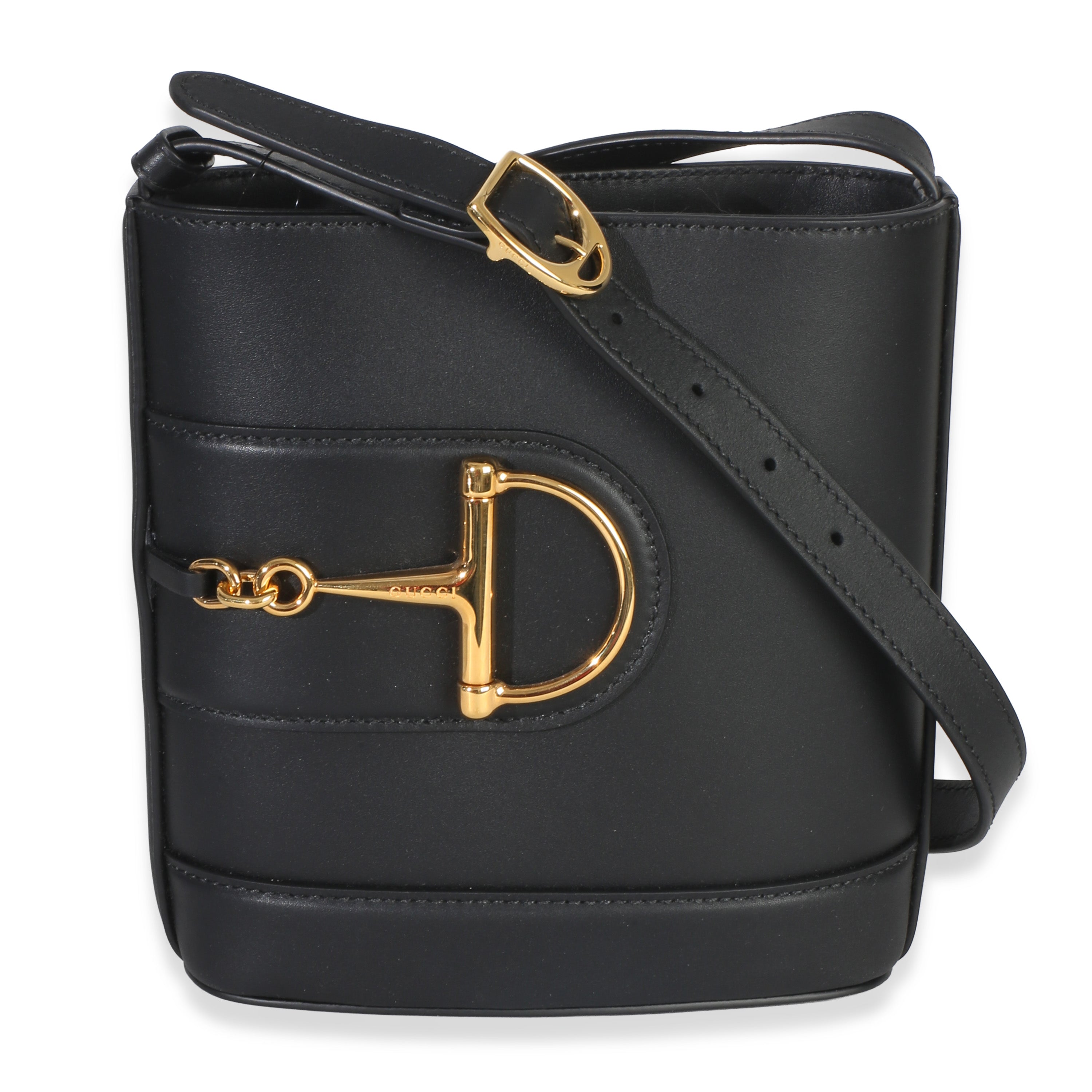 Black Smooth Calfskin Hasler Horsebit 73 Small Bucket Bag