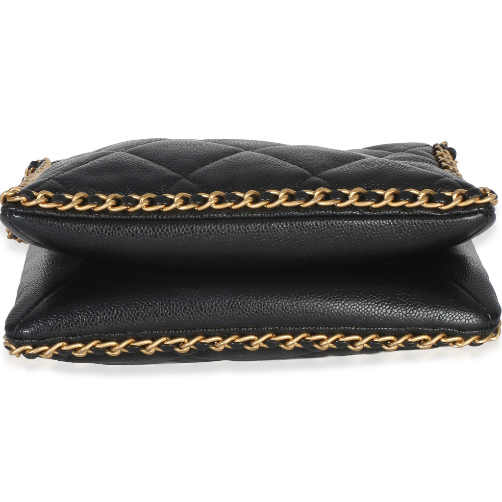 Black Quilted Caviar Mini Never Ending Chain Tote