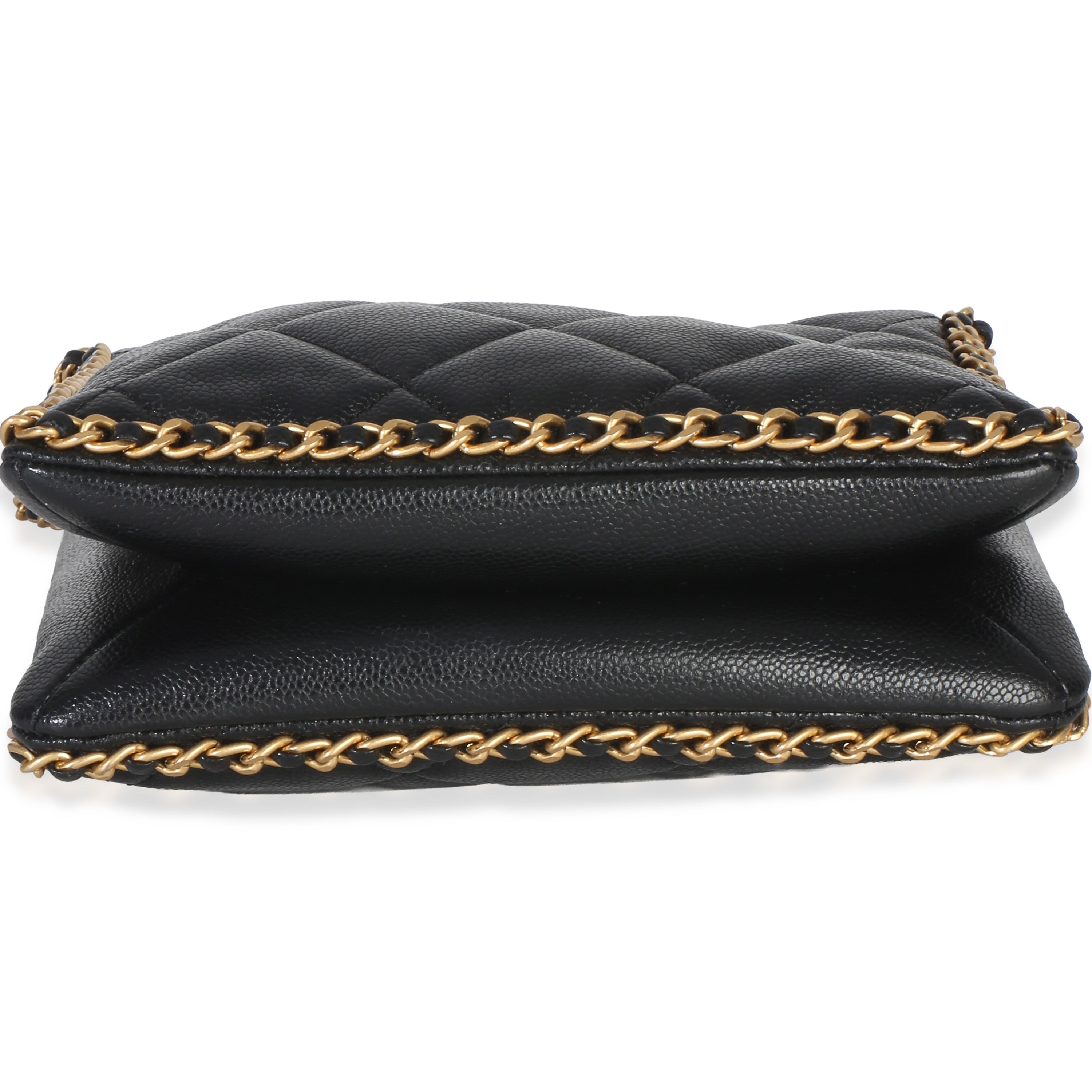 Black Quilted Caviar Mini Never Ending Chain Tote
