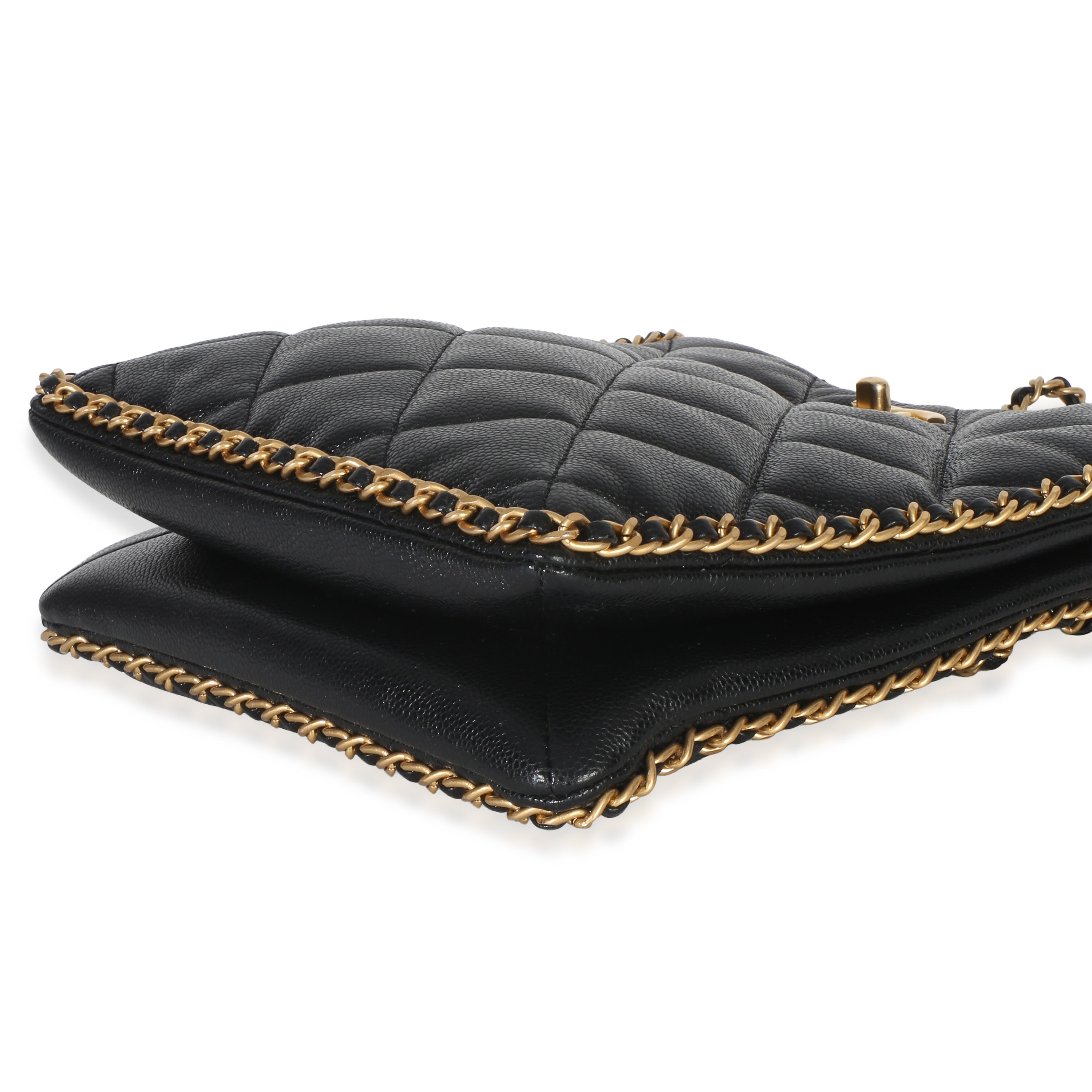 Black Quilted Caviar Mini Never Ending Chain Tote