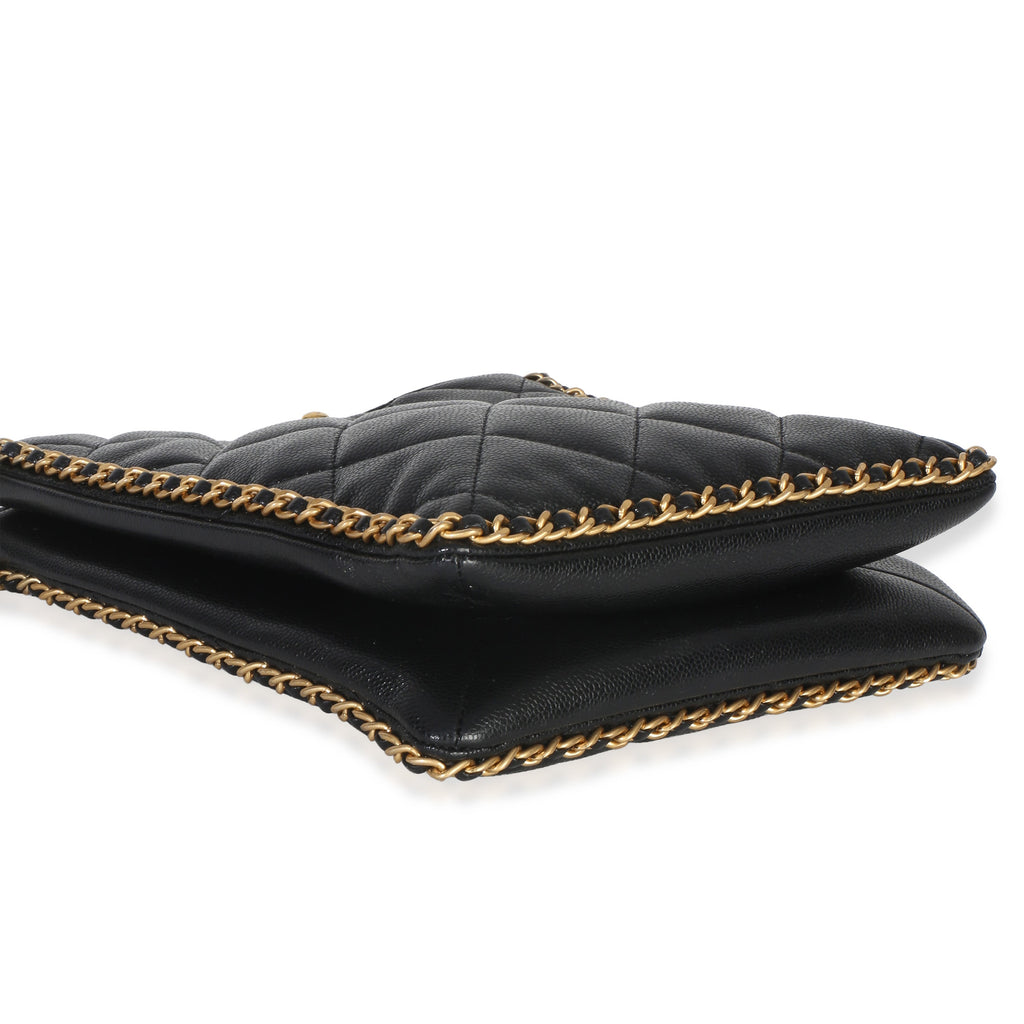 Black Quilted Caviar Mini Never Ending Chain Tote