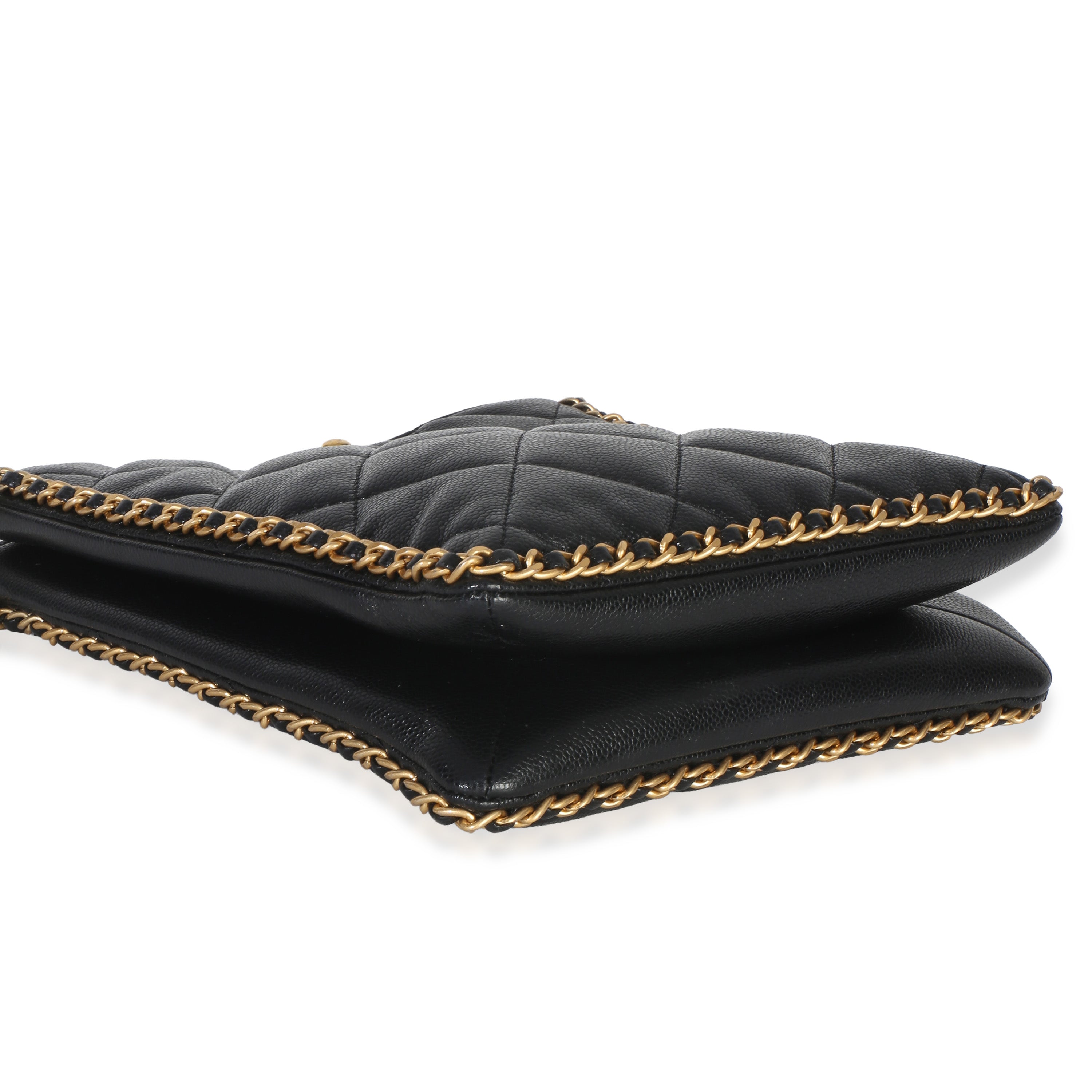 Black Quilted Caviar Mini Never Ending Chain Tote