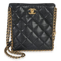 Black Quilted Caviar Mini Never Ending Chain Tote