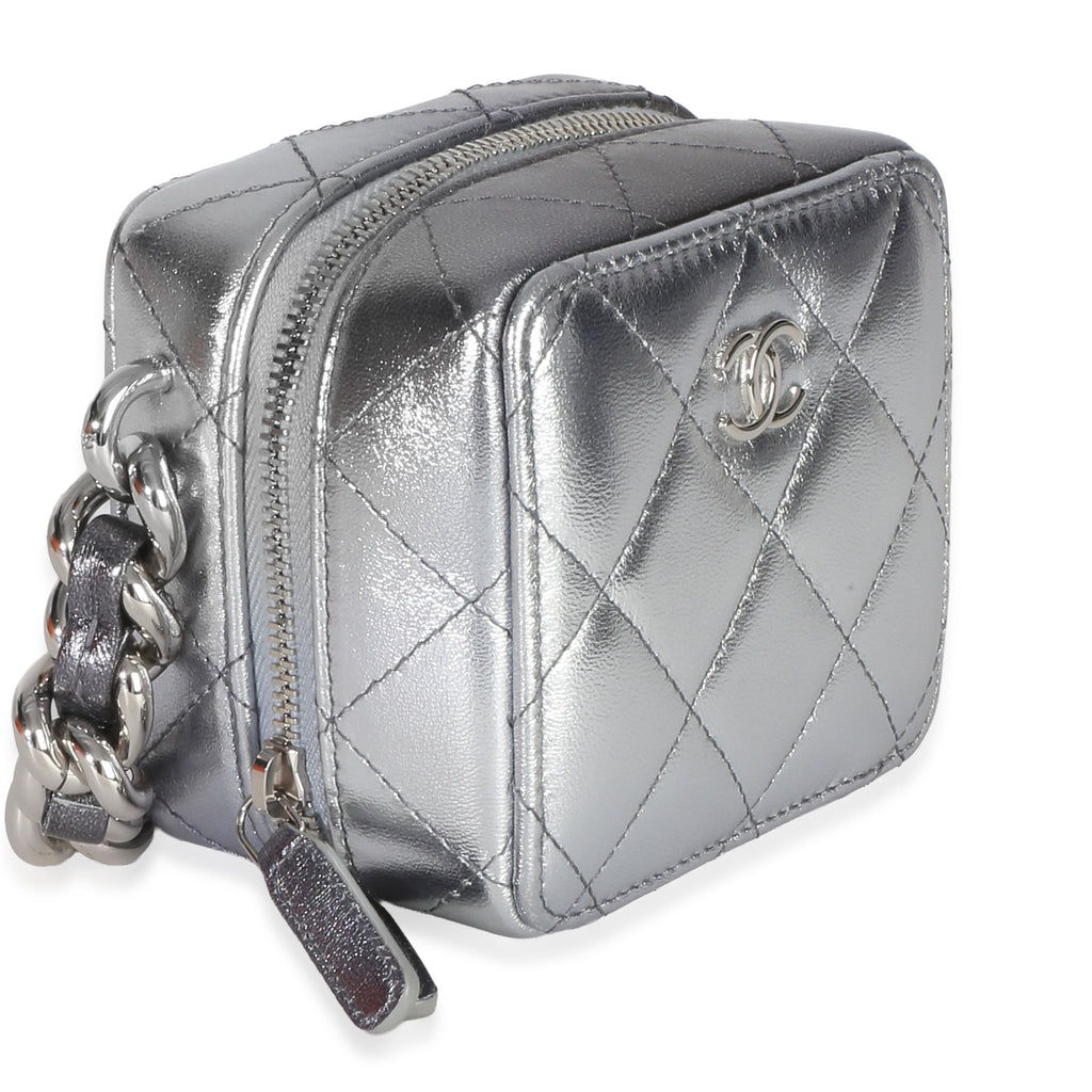 Metallic Quilted Lambskin Coco Punk Clutch With Chain