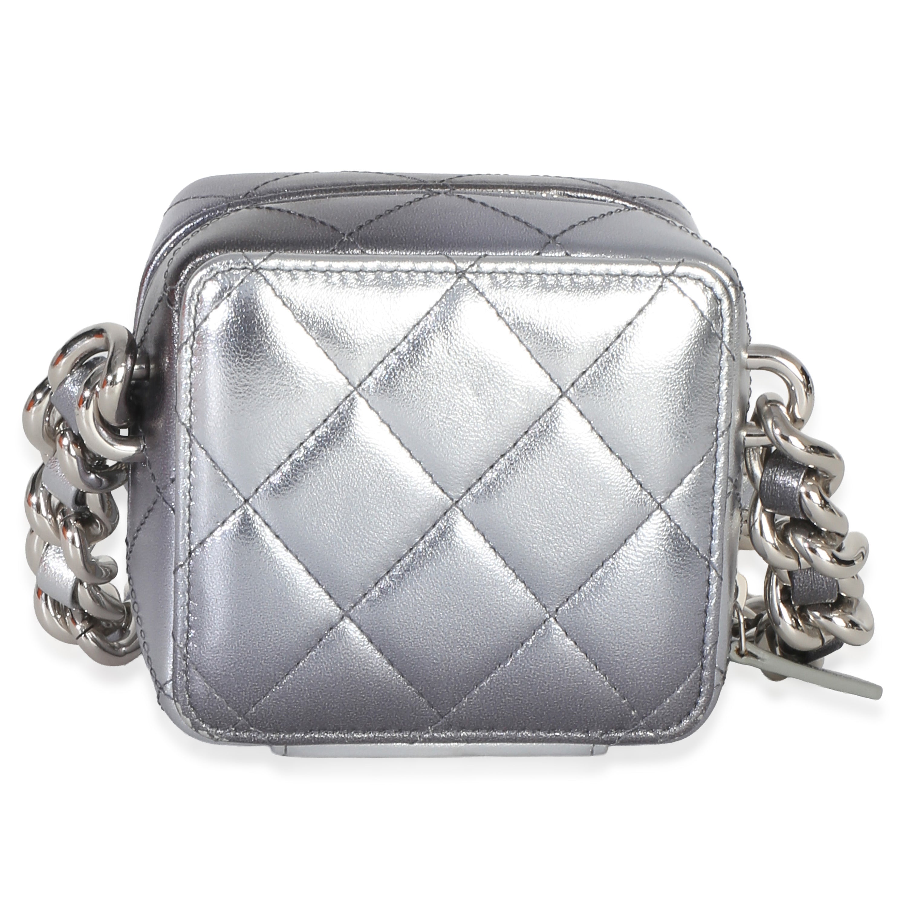 Metallic Quilted Lambskin Coco Punk Clutch With Chain