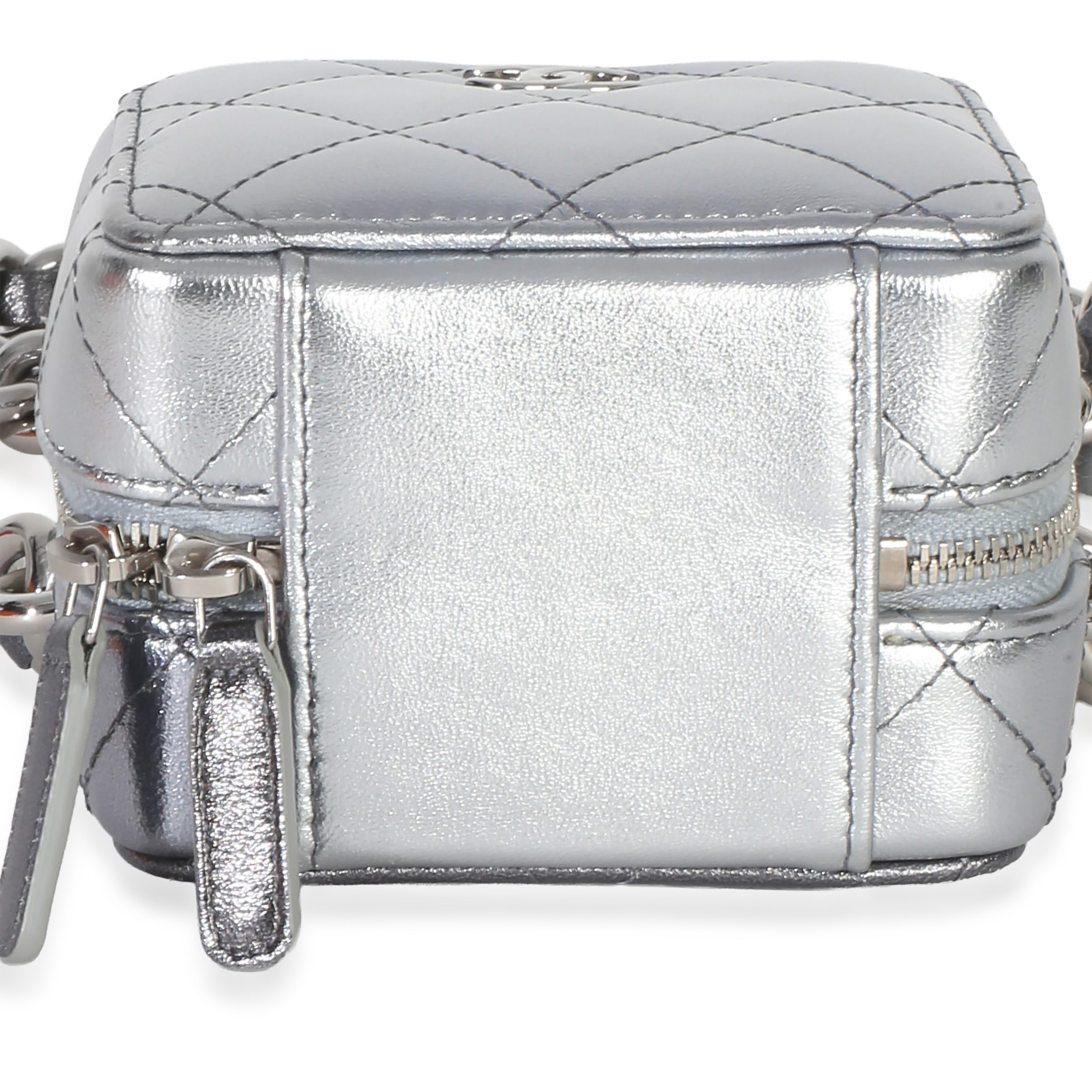 Metallic Quilted Lambskin Coco Punk Clutch With Chain