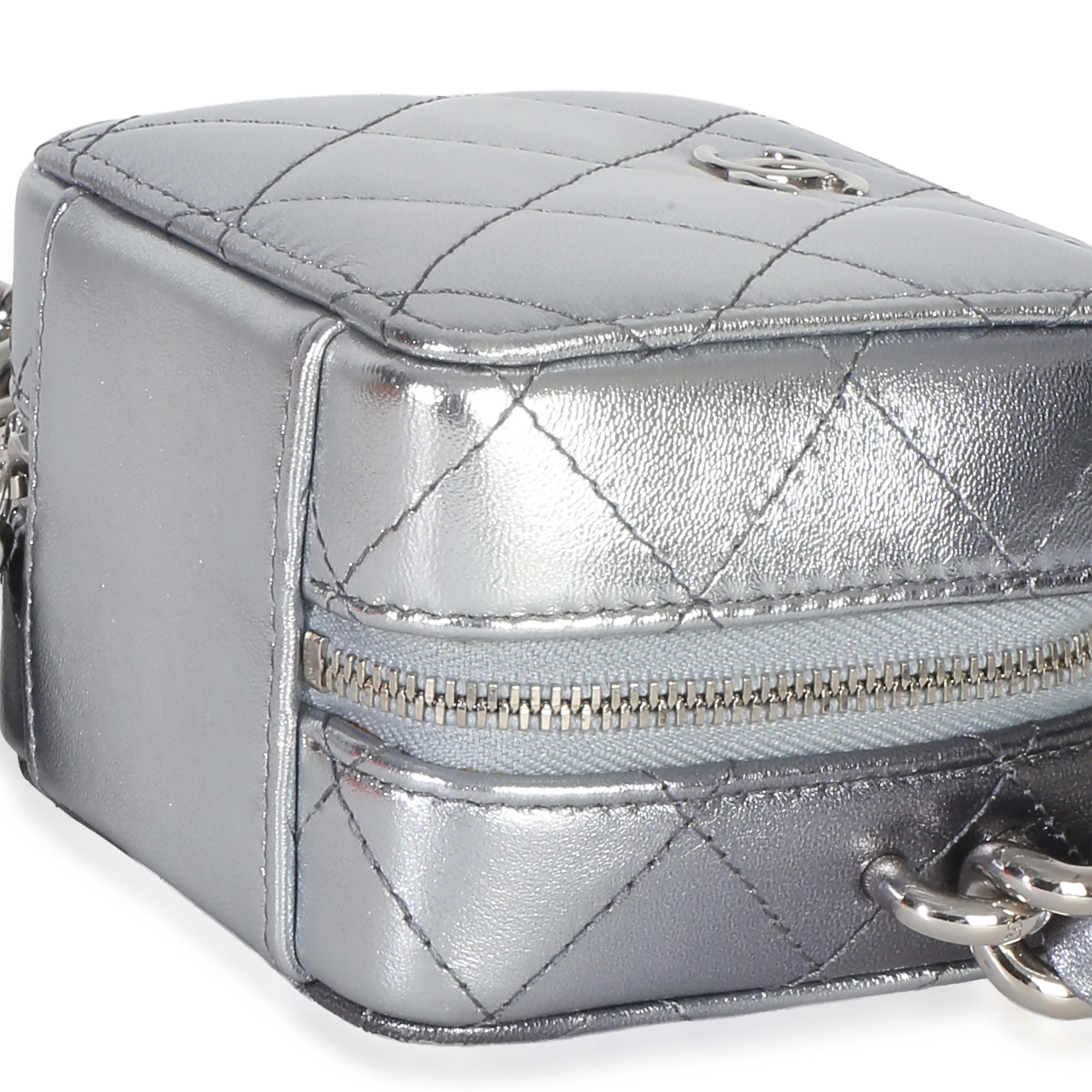 Metallic Quilted Lambskin Coco Punk Clutch With Chain