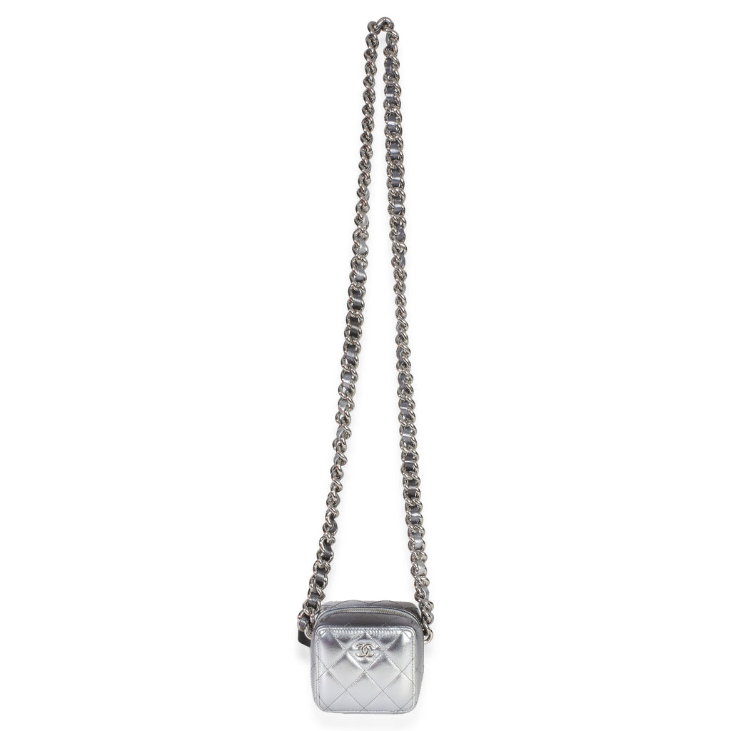 Metallic Quilted Lambskin Coco Punk Clutch With Chain