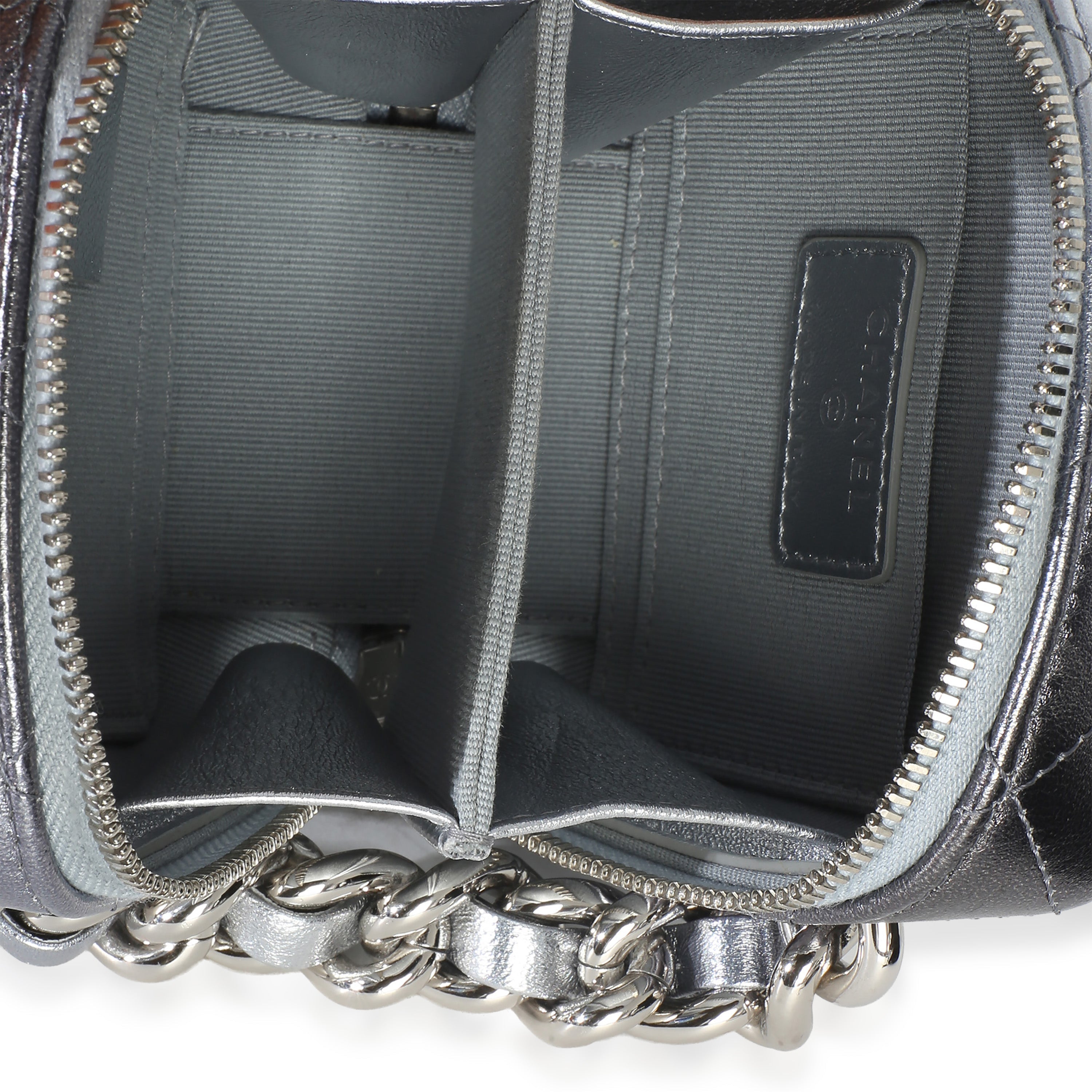 Metallic Quilted Lambskin Coco Punk Clutch With Chain