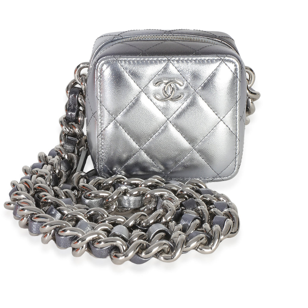 Metallic Quilted Lambskin Coco Punk Clutch With Chain