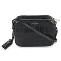 Black Crocodile Embossed Calfskin Mini Camera Bag