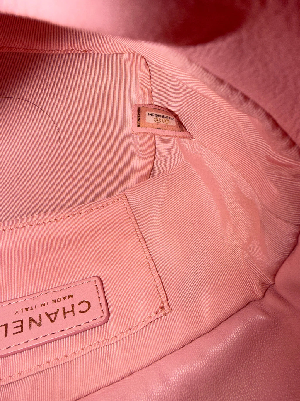 Pink Quilted Lambskin Pearl Drawstring Bucket Bag