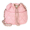 Pink Quilted Lambskin Pearl Drawstring Bucket Bag