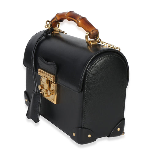 Black Azalea Calfskin Small Padlock Bamboo Shoulder Bag