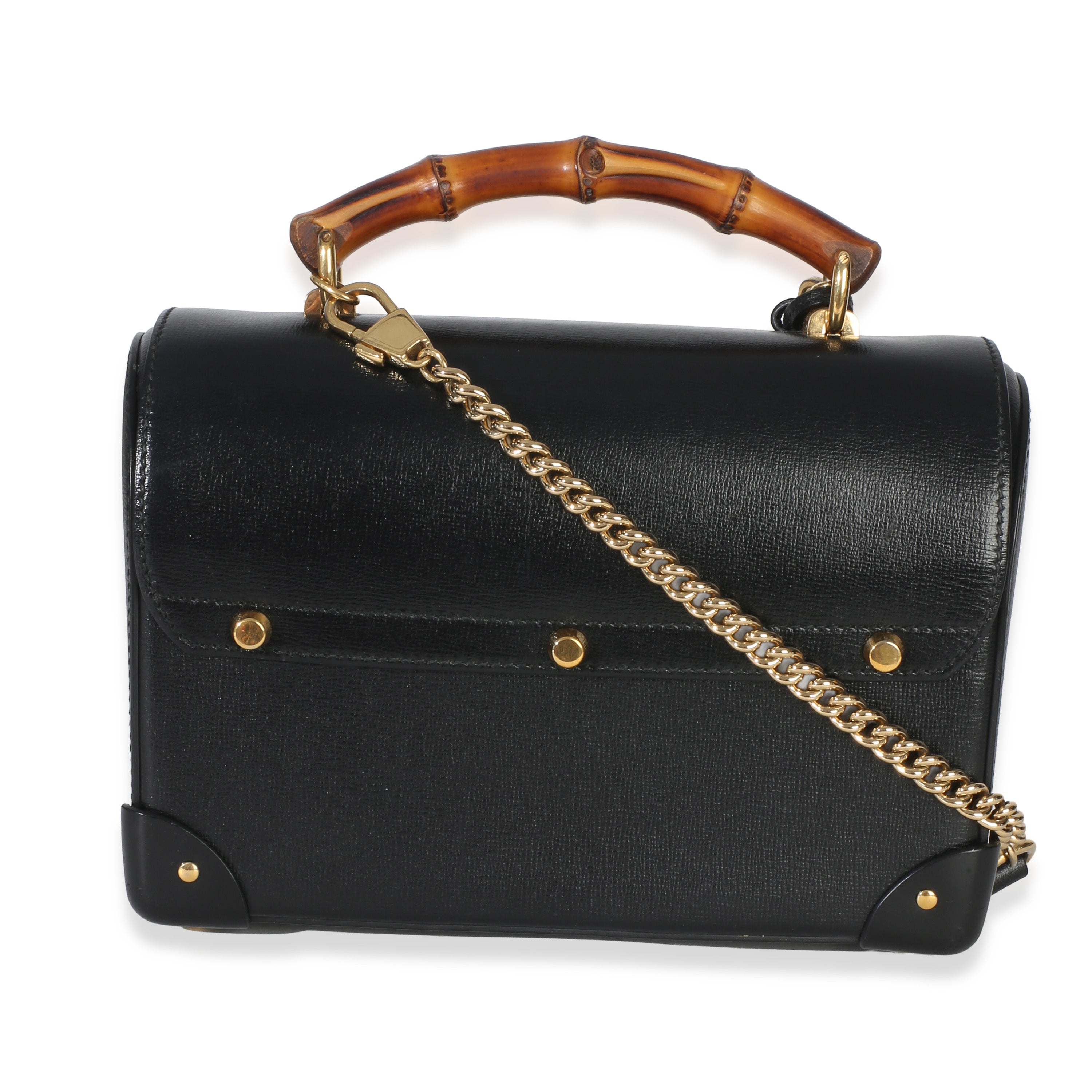Black Azalea Calfskin Small Padlock Bamboo Shoulder Bag