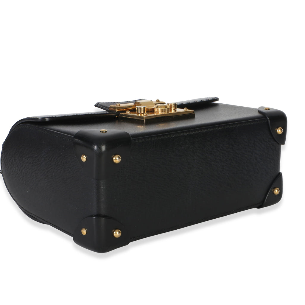 Black Azalea Calfskin Small Padlock Bamboo Shoulder Bag