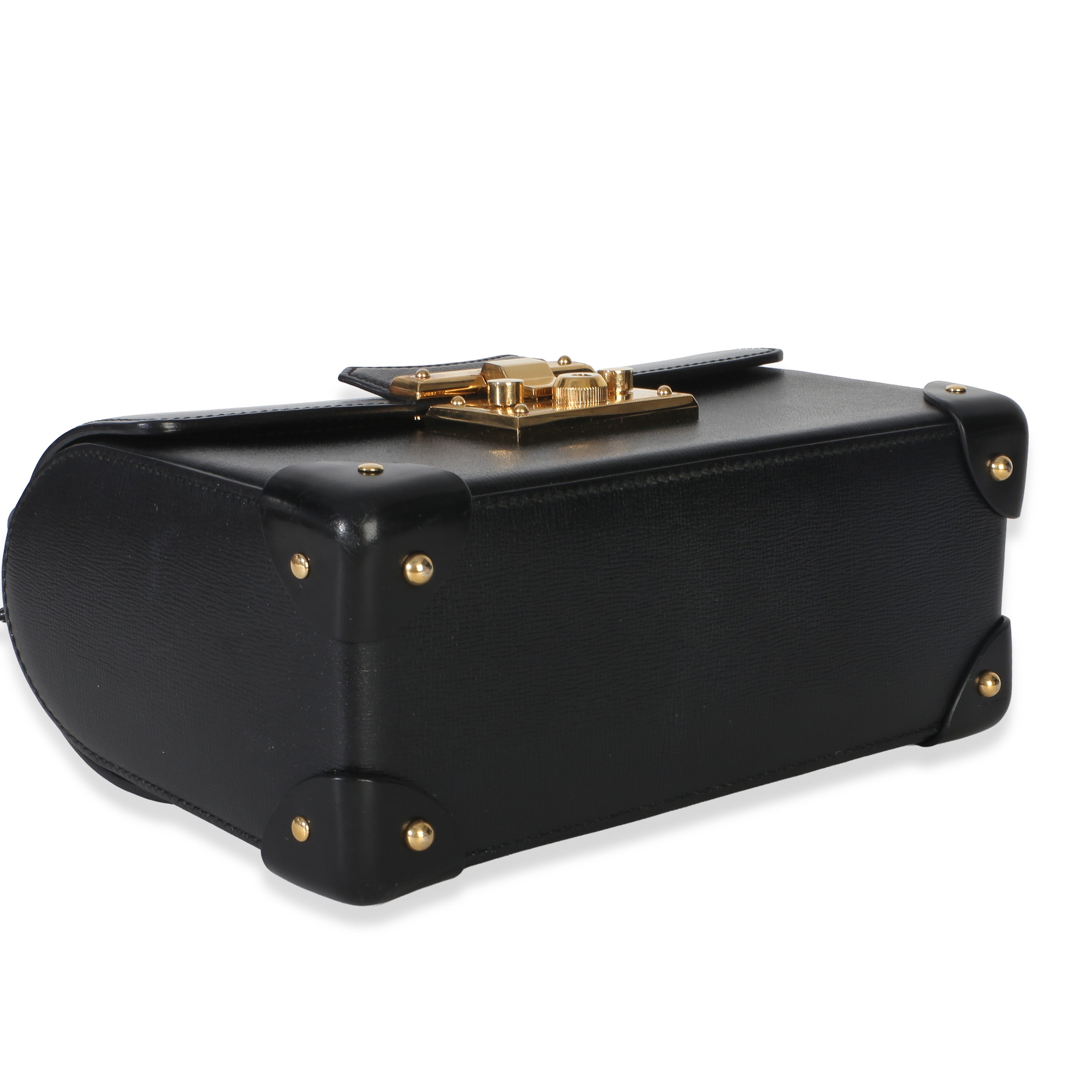 Black Azalea Calfskin Small Padlock Bamboo Shoulder Bag