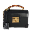 Black Azalea Calfskin Small Padlock Bamboo Shoulder Bag