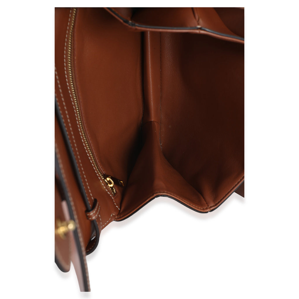 Tan Smooth Calfskin Tabou Medium Flap Bag