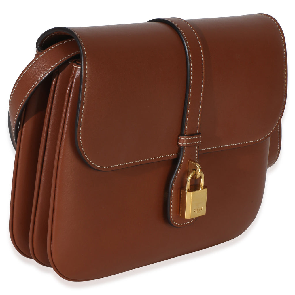 Tan Smooth Calfskin Tabou Medium Flap Bag