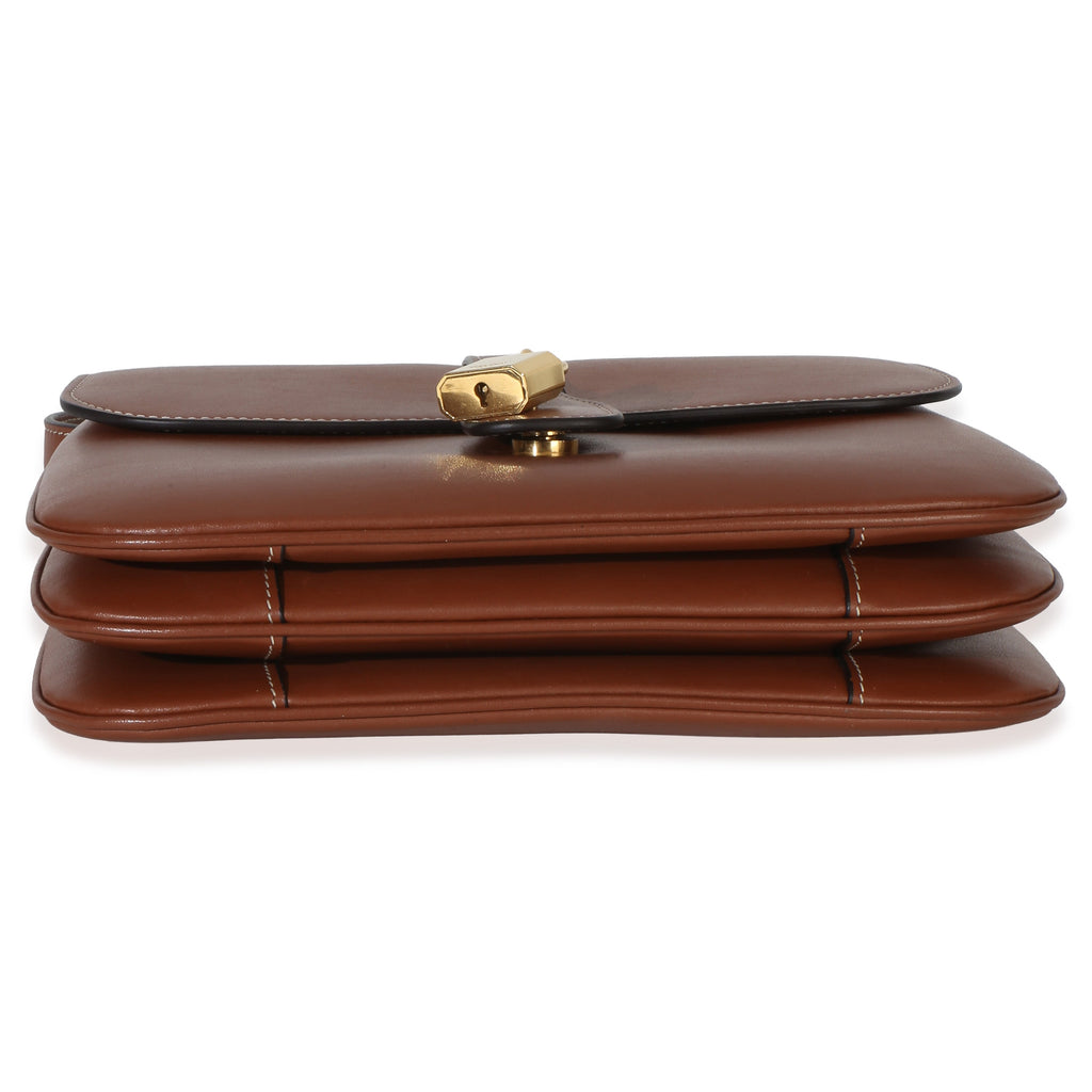 Tan Smooth Calfskin Tabou Medium Flap Bag