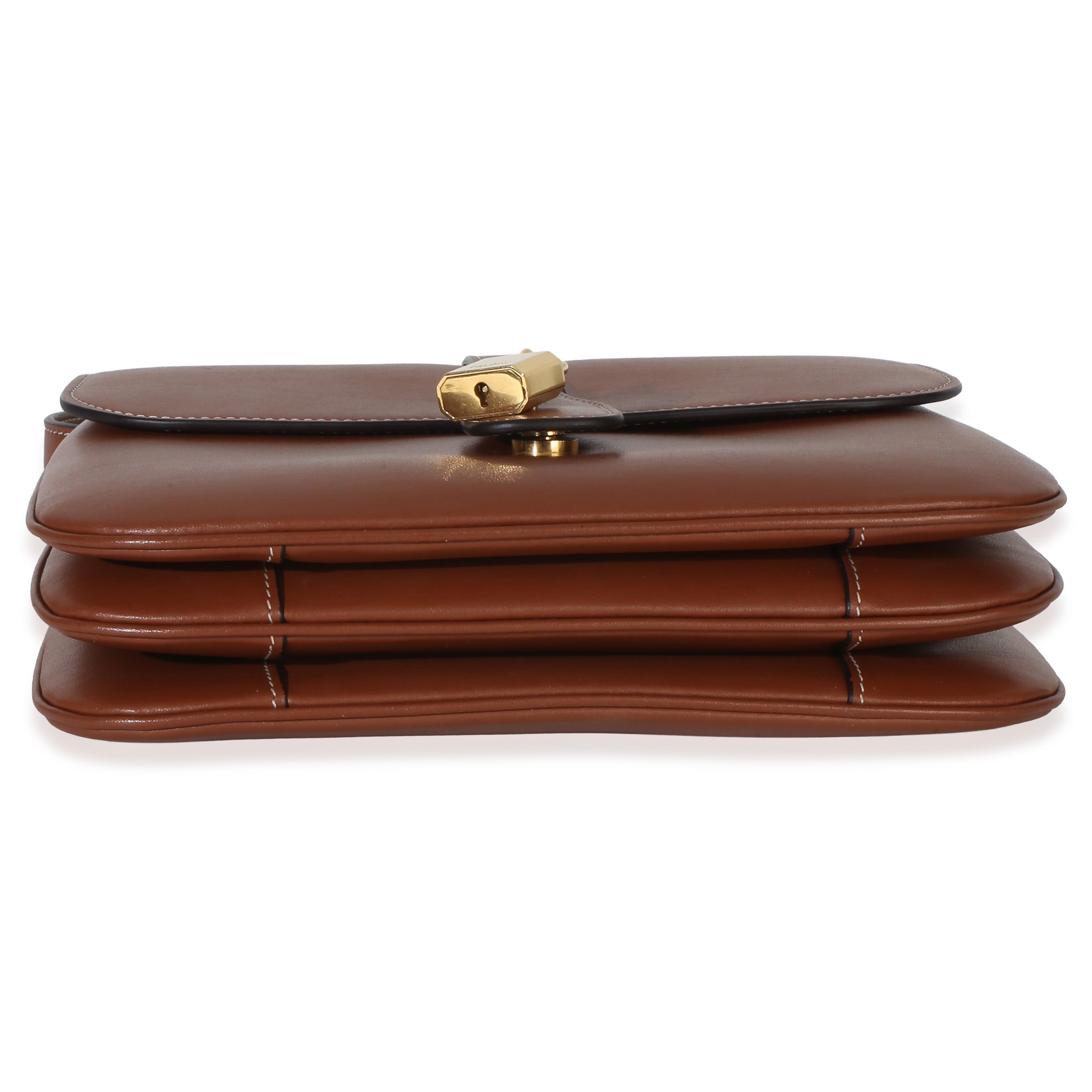 Tan Smooth Calfskin Tabou Medium Flap Bag