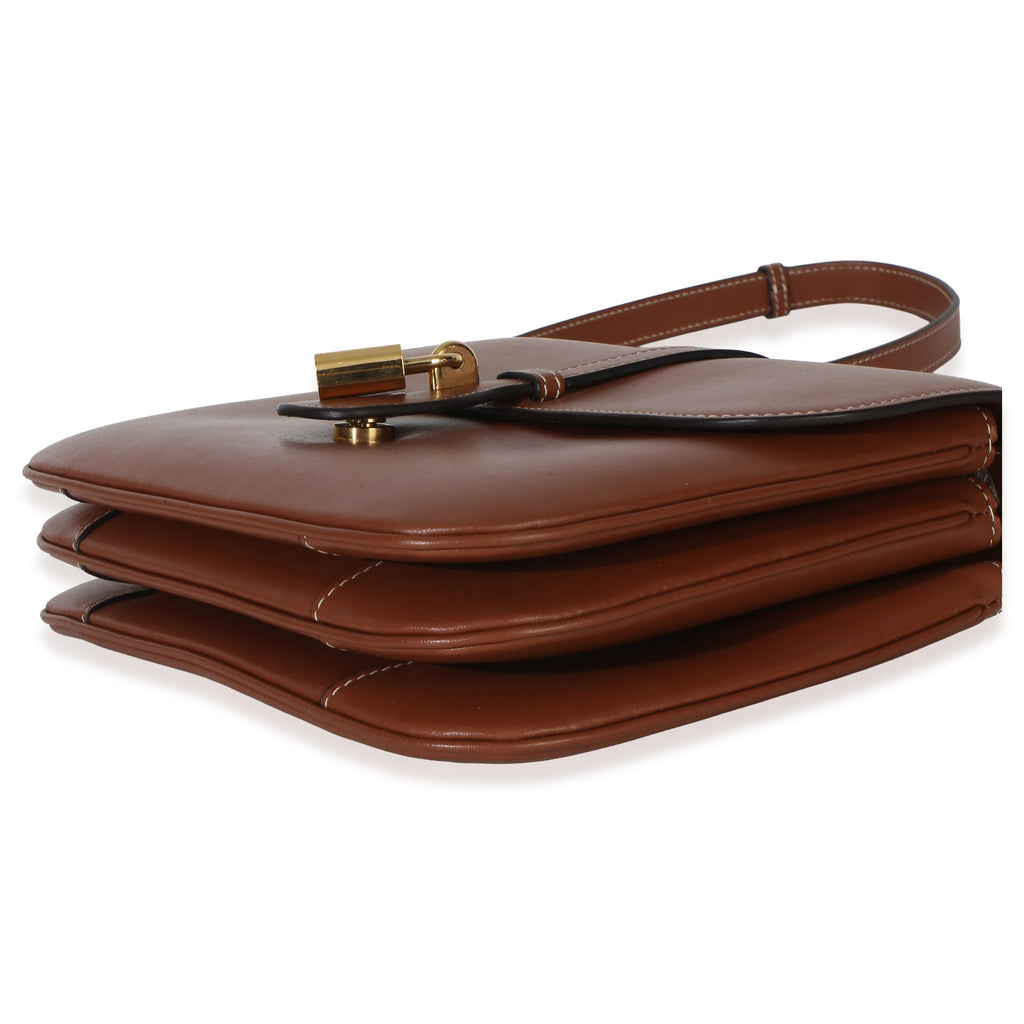 Tan Smooth Calfskin Tabou Medium Flap Bag