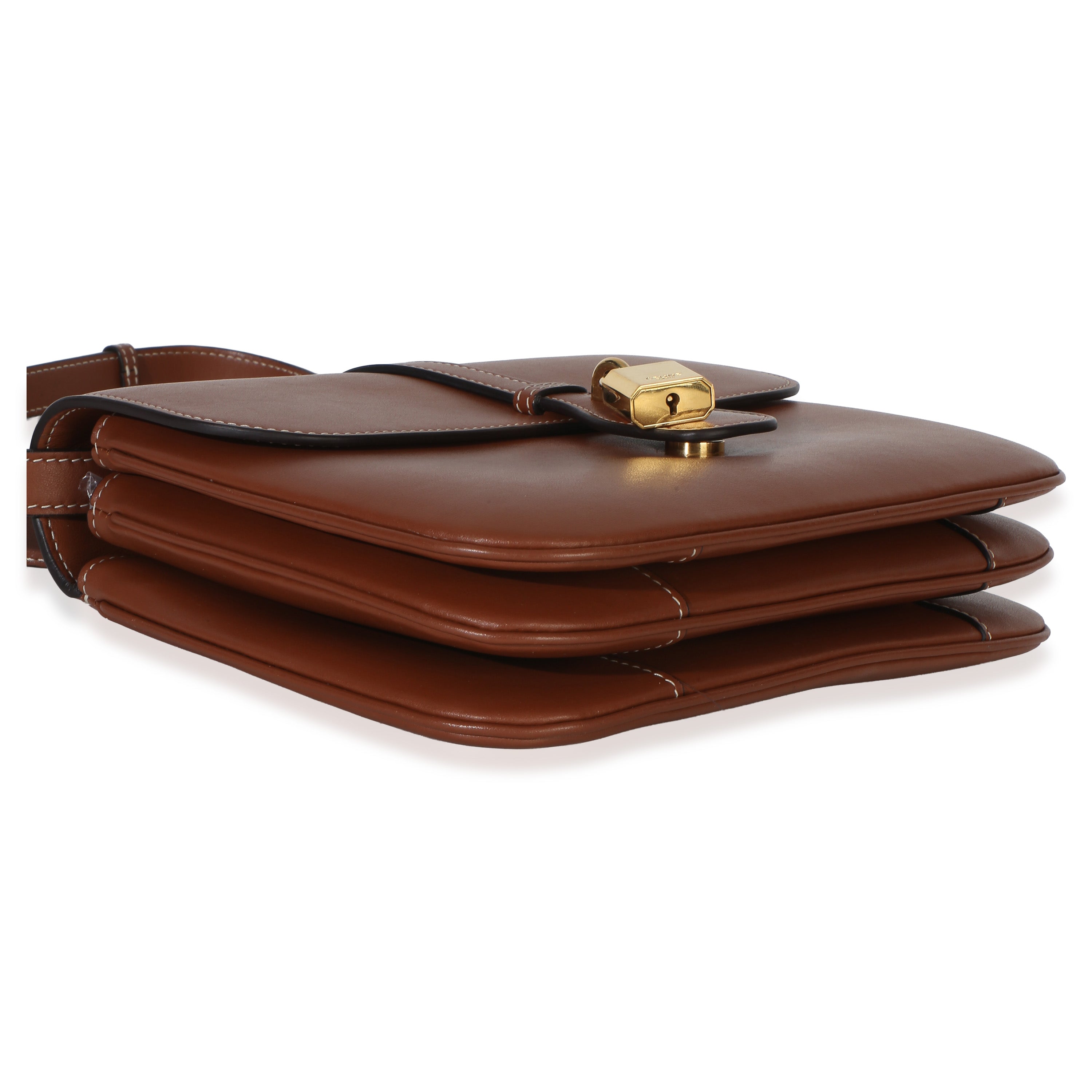 Tan Smooth Calfskin Tabou Medium Flap Bag