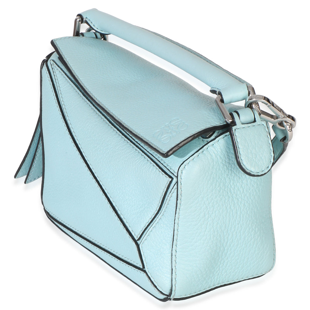 Light Blue Grained Calfskin Mini Puzzle