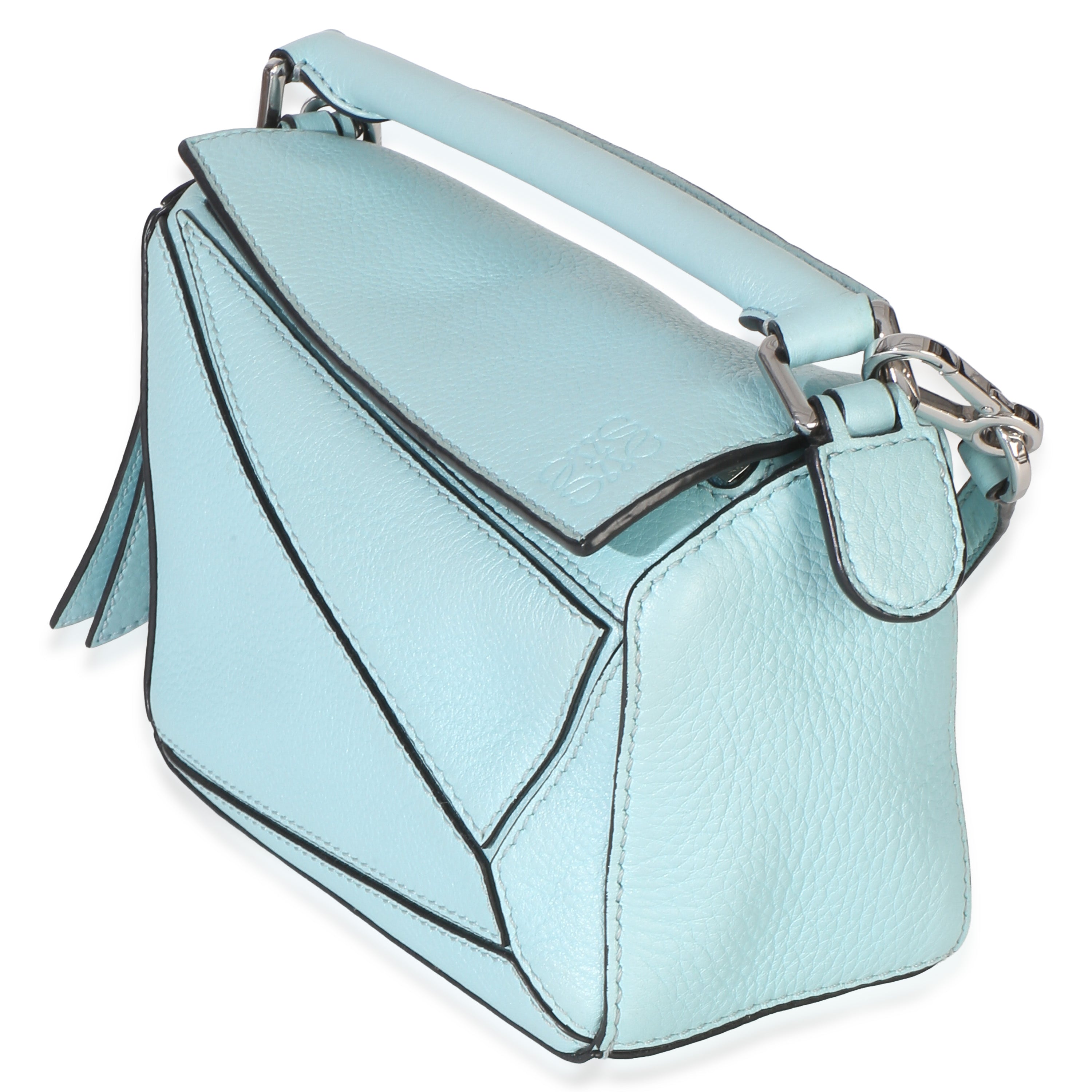 Light Blue Grained Calfskin Mini Puzzle