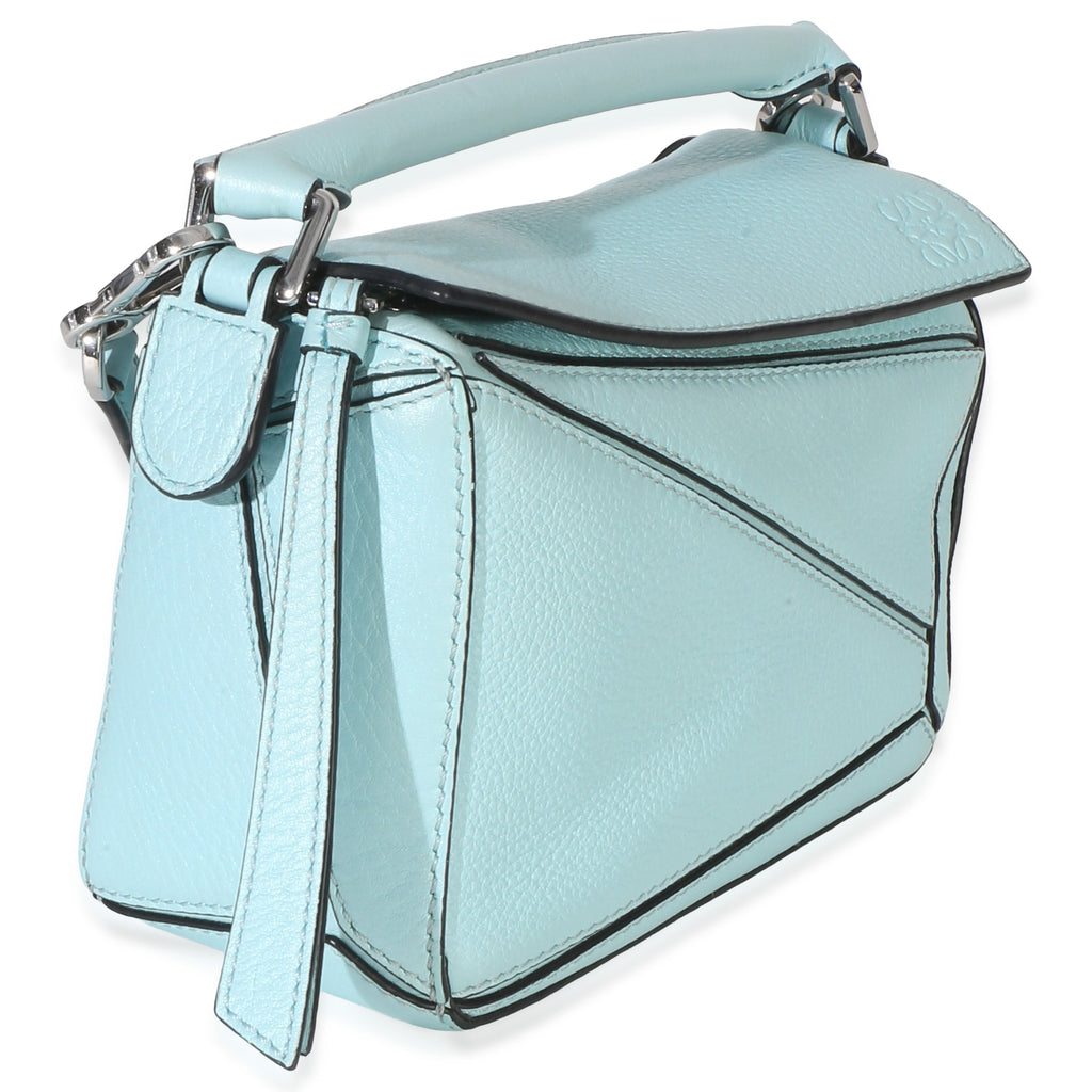 Light Blue Grained Calfskin Mini Puzzle