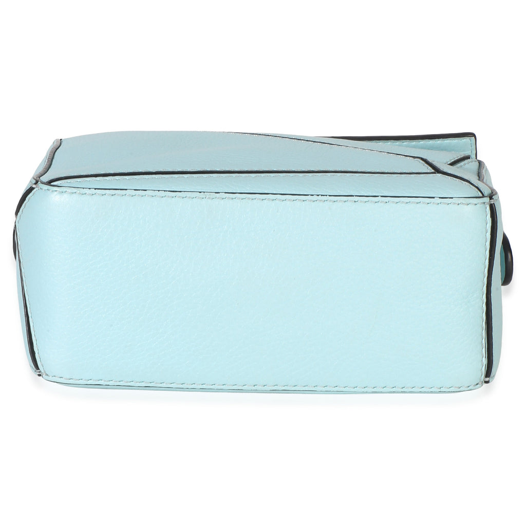 Light Blue Grained Calfskin Mini Puzzle