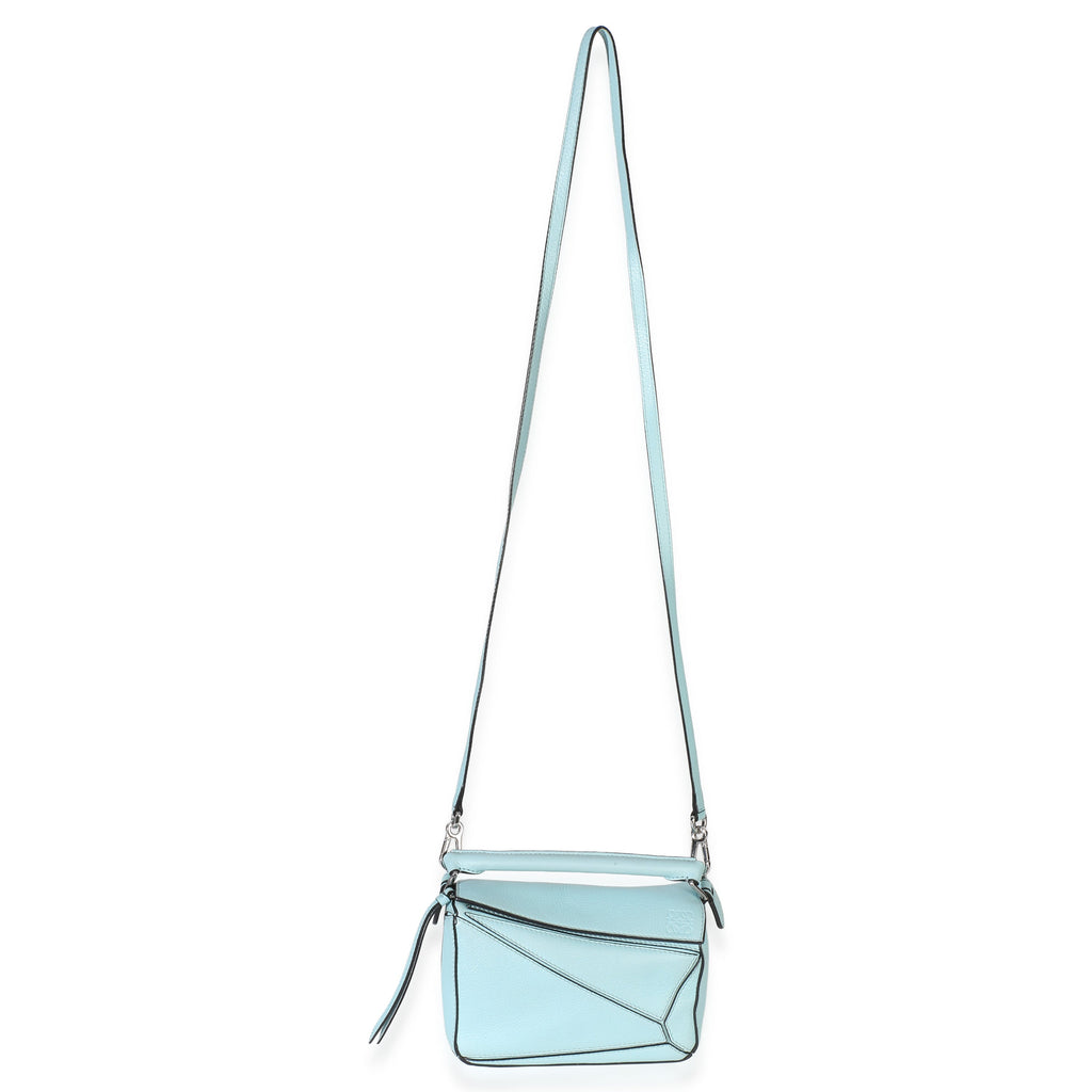 Light Blue Grained Calfskin Mini Puzzle