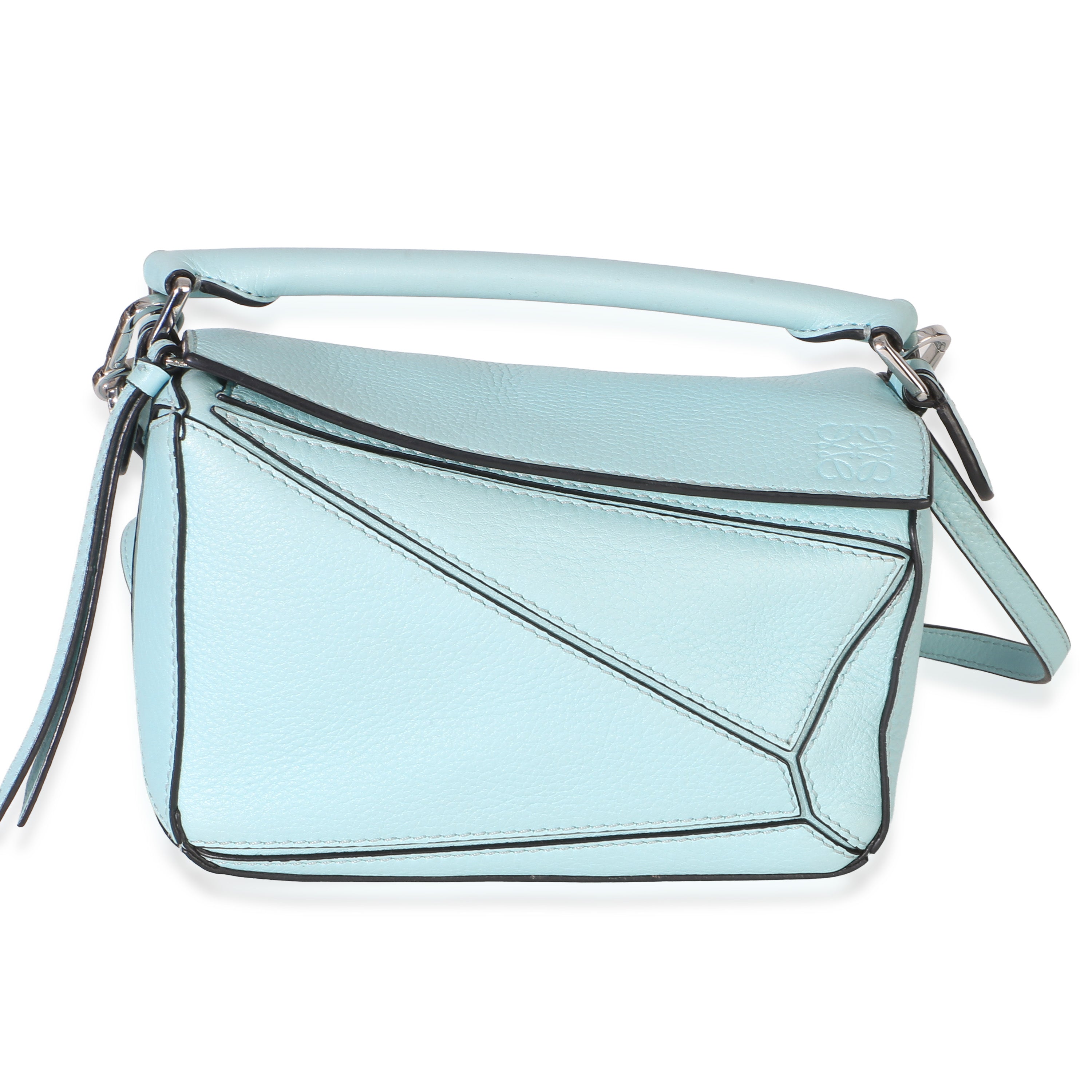 Light Blue Grained Calfskin Mini Puzzle
