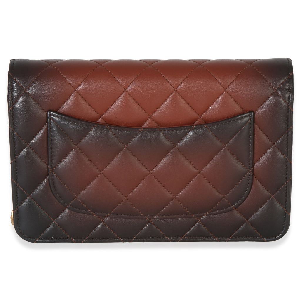 Brown Ombre Quilted Lambskin Classic Wallet On Chain