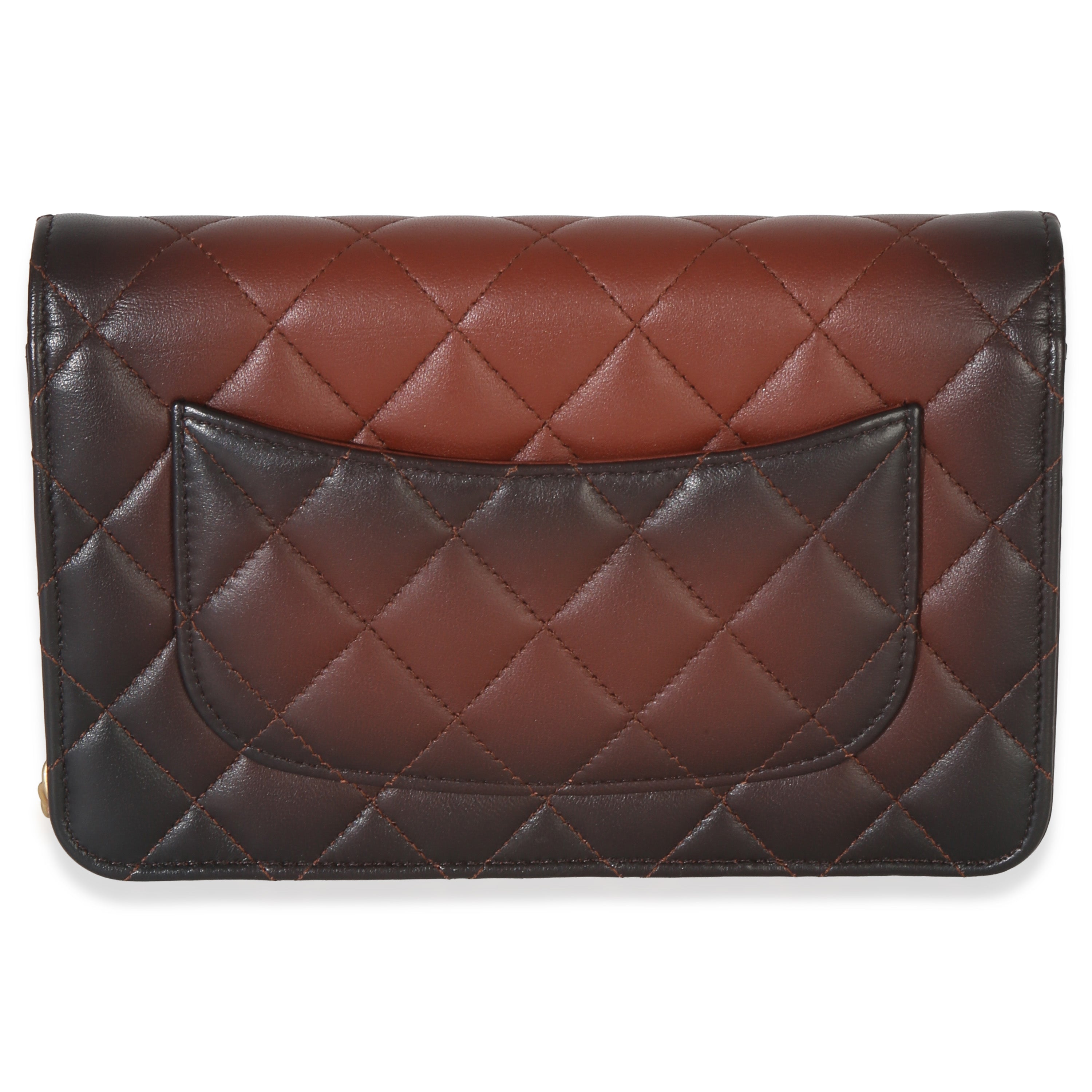 Brown Ombre Quilted Lambskin Classic Wallet On Chain