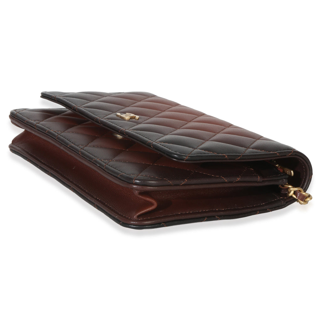 Brown Ombre Quilted Lambskin Classic Wallet On Chain
