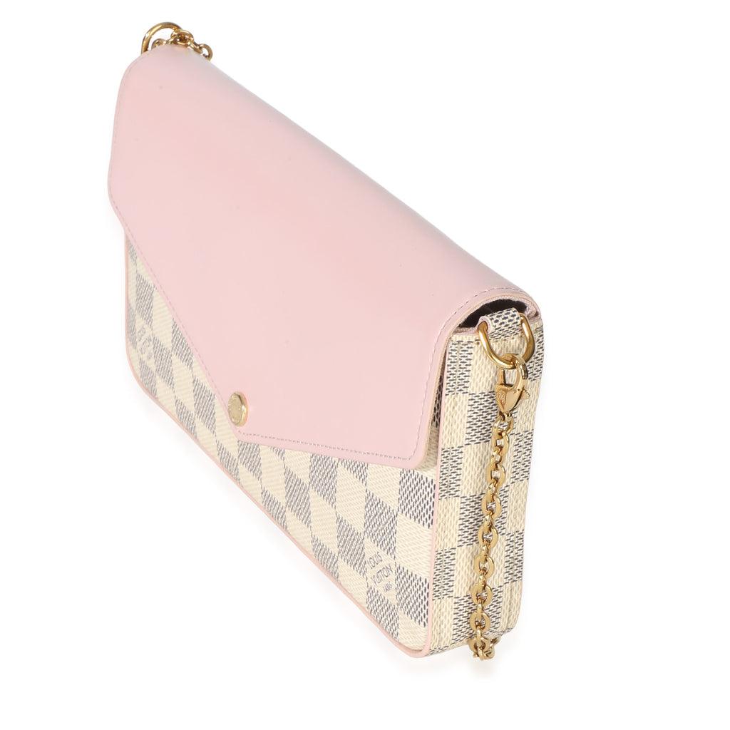 Rose Damier Azur Canvas Calfskin Felicie Pochette