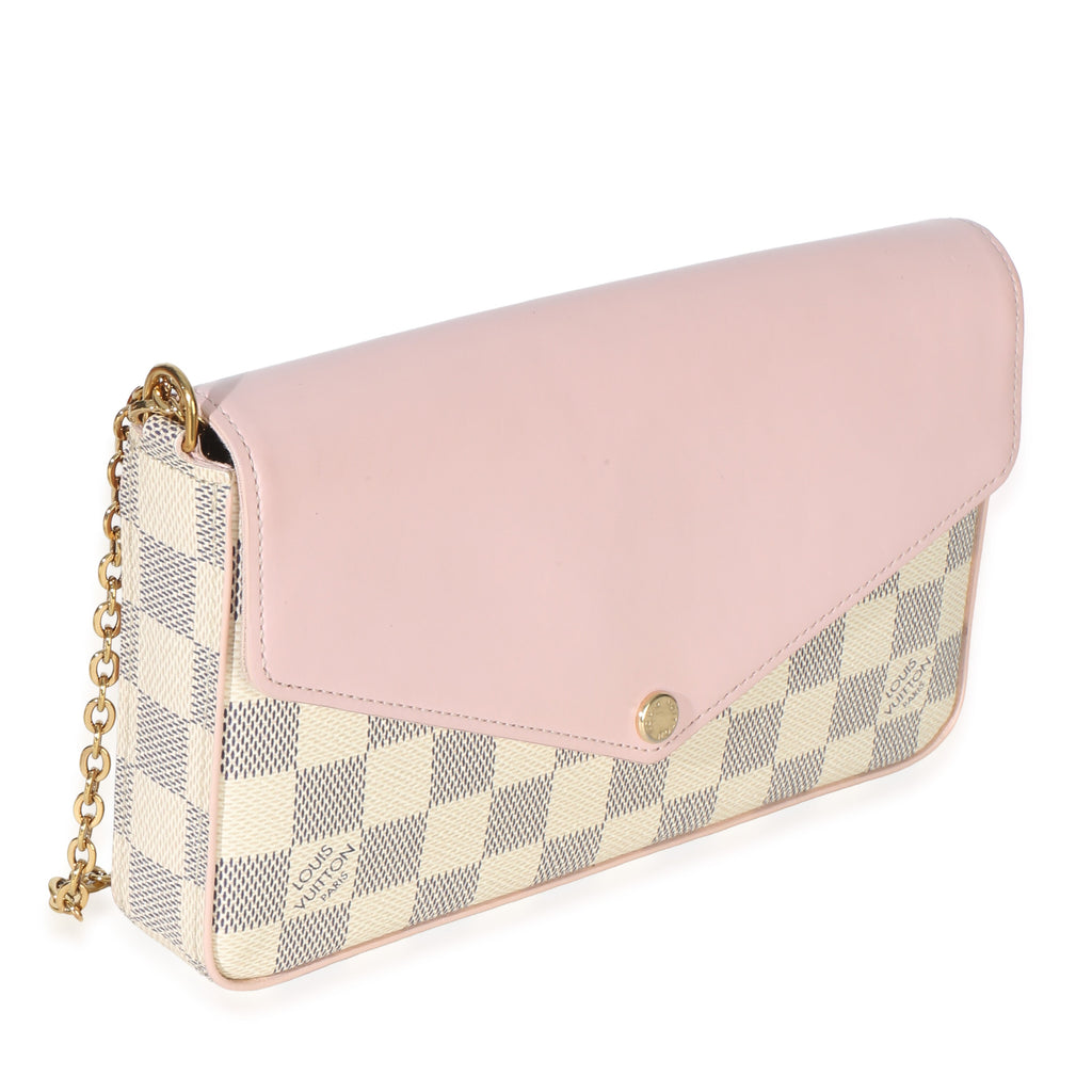 Rose Damier Azur Canvas Calfskin Felicie Pochette