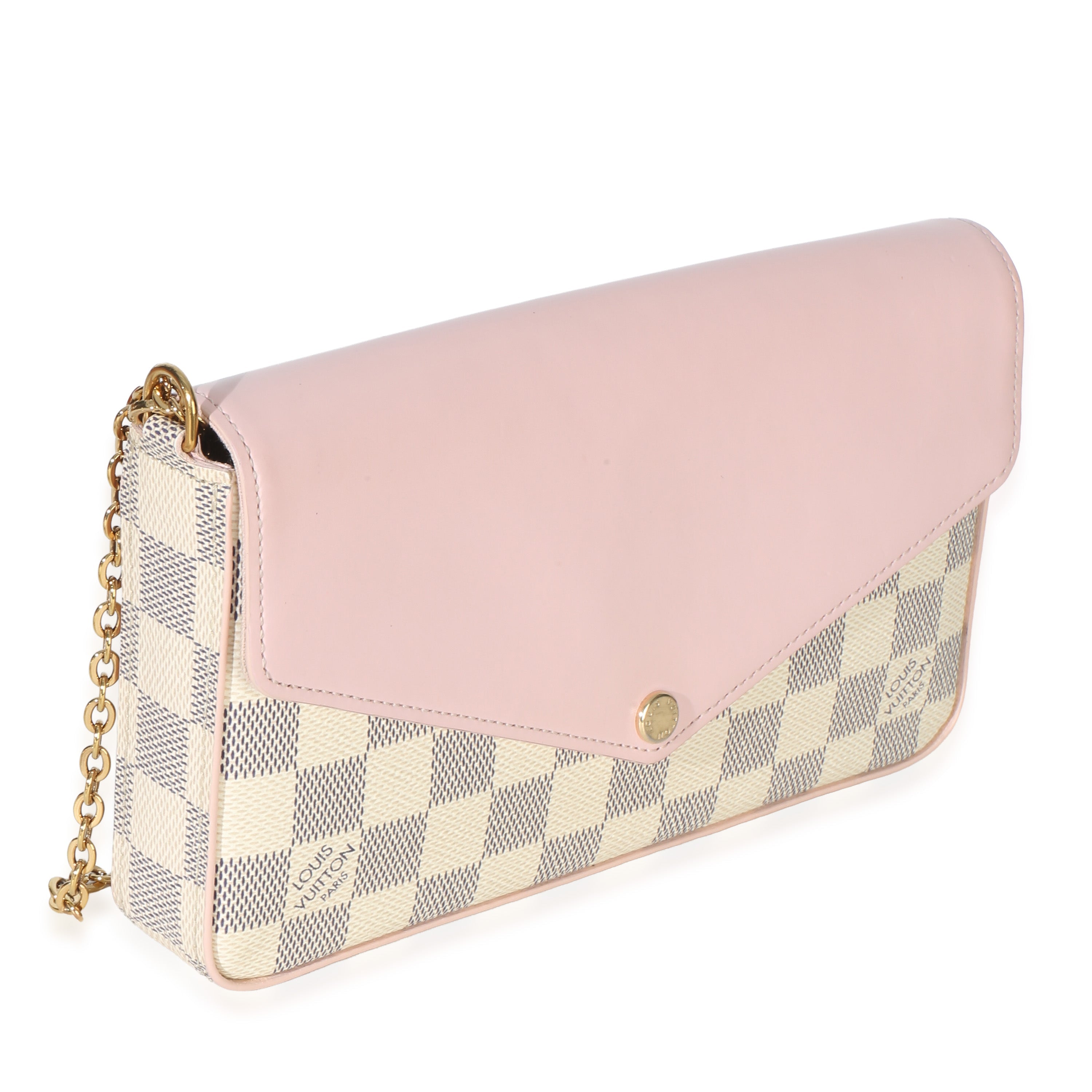 Rose Damier Azur Canvas Calfskin Felicie Pochette