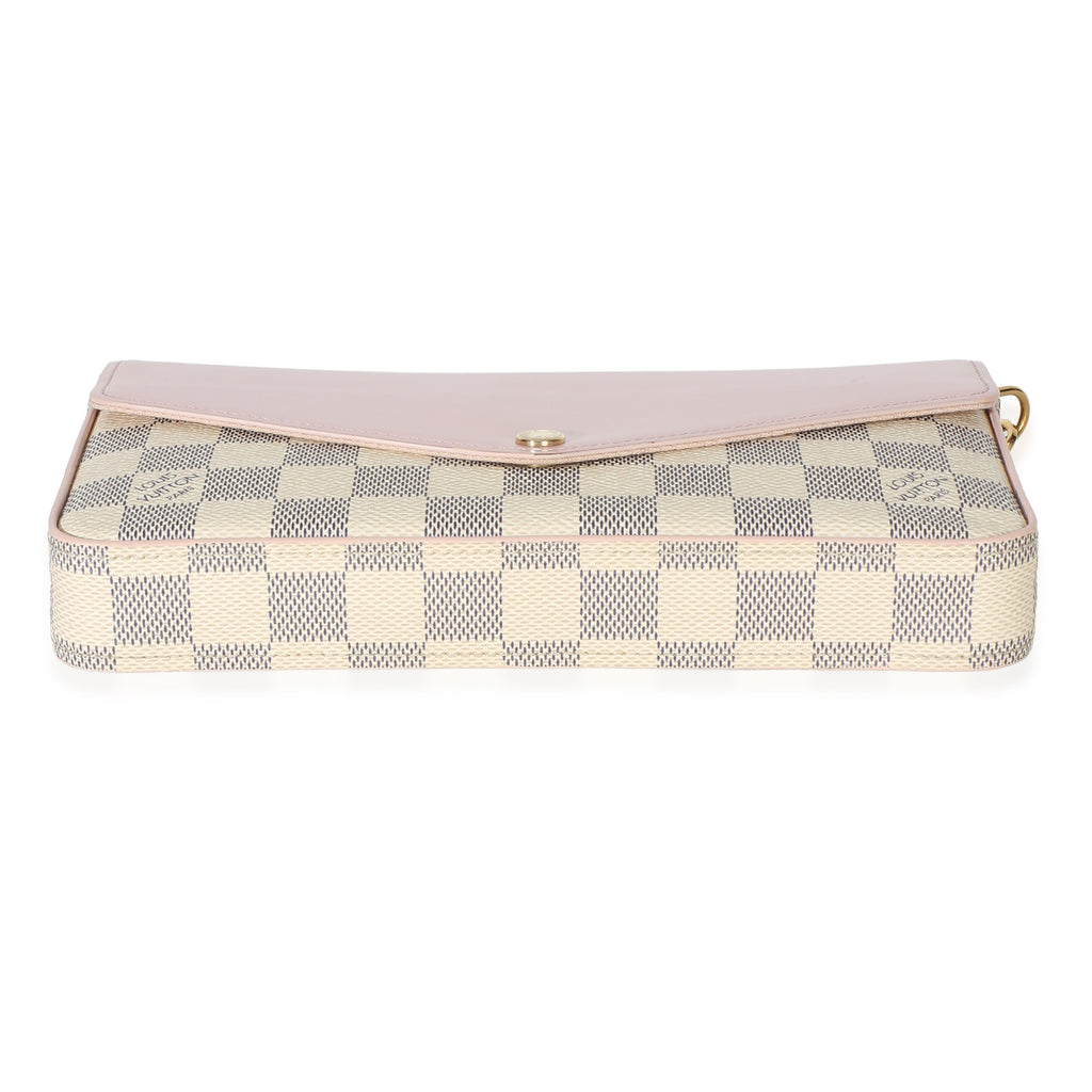 Rose Damier Azur Canvas Calfskin Felicie Pochette