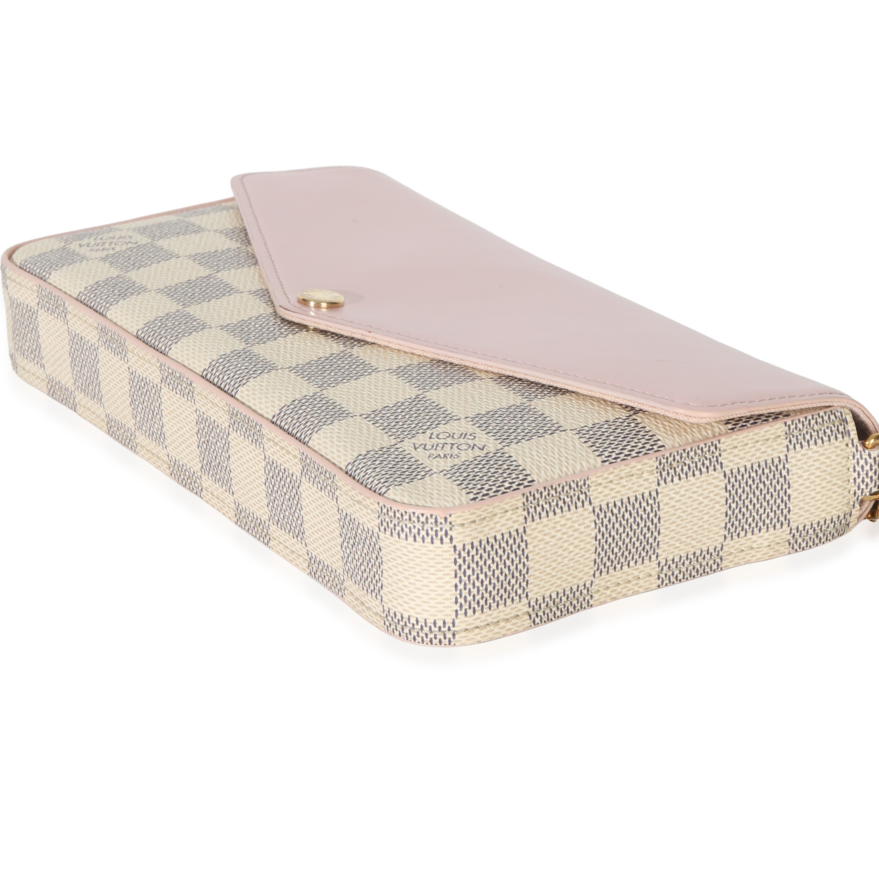 Rose Damier Azur Canvas Calfskin Felicie Pochette