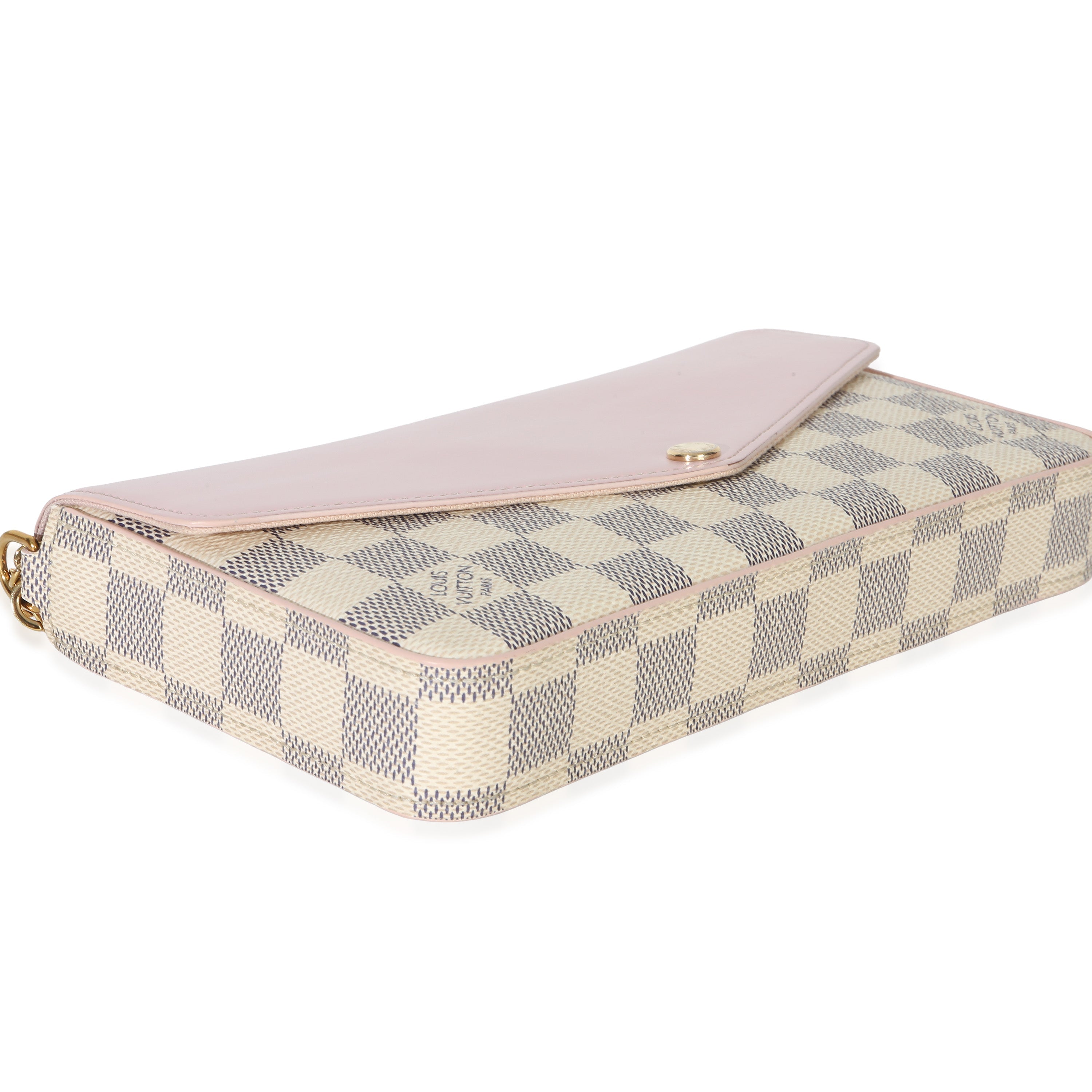 Rose Damier Azur Canvas Calfskin Felicie Pochette