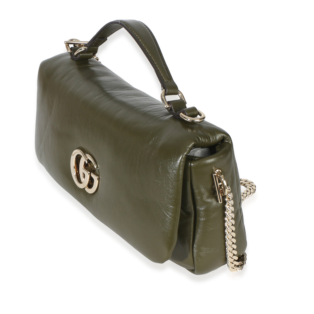 Green Lambskin GG Milano Small Top Handle Shoulder Bag